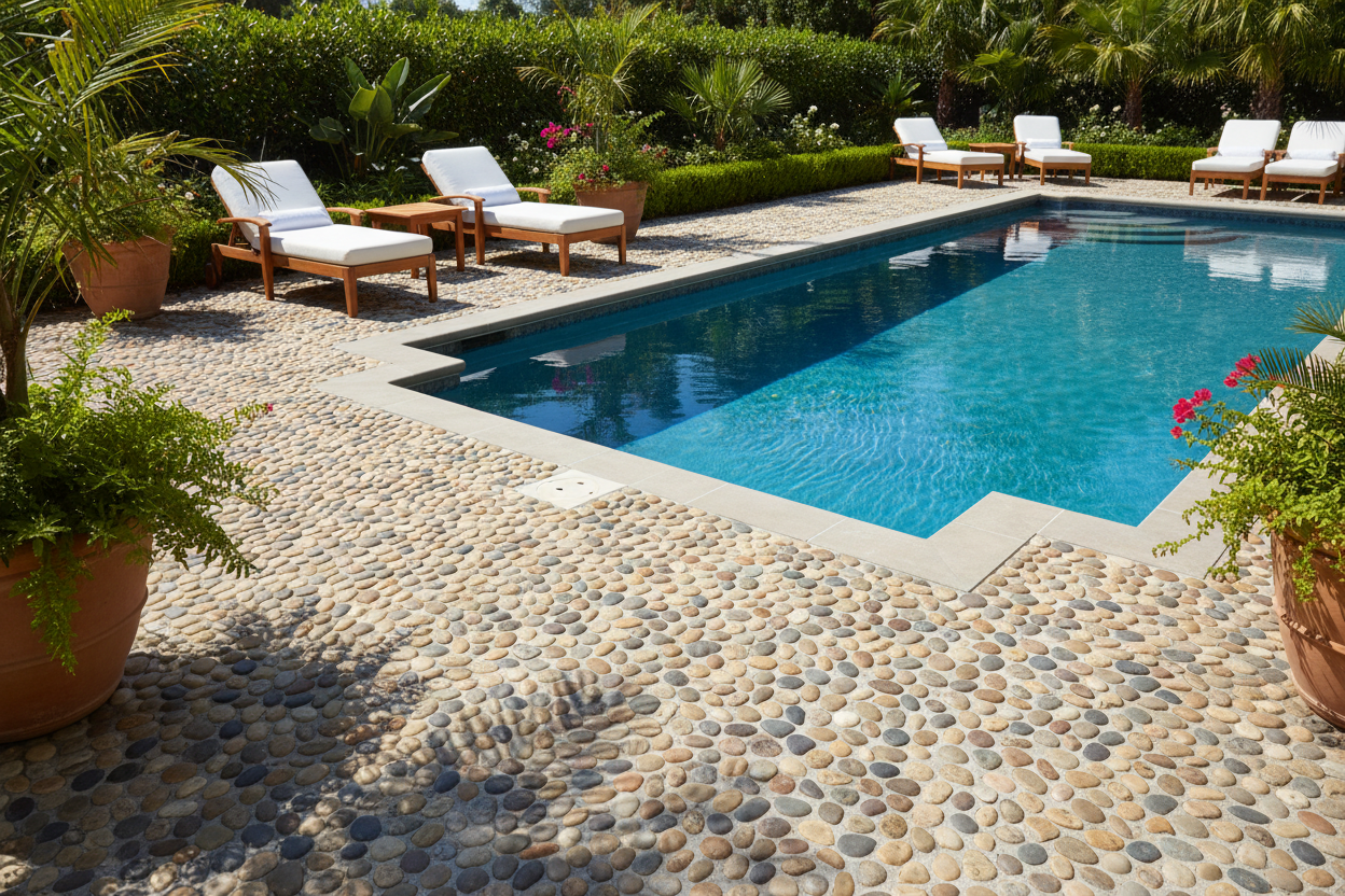 Are Pebble Tiles Good for Outdoor Patios & Pool Areas in the US?