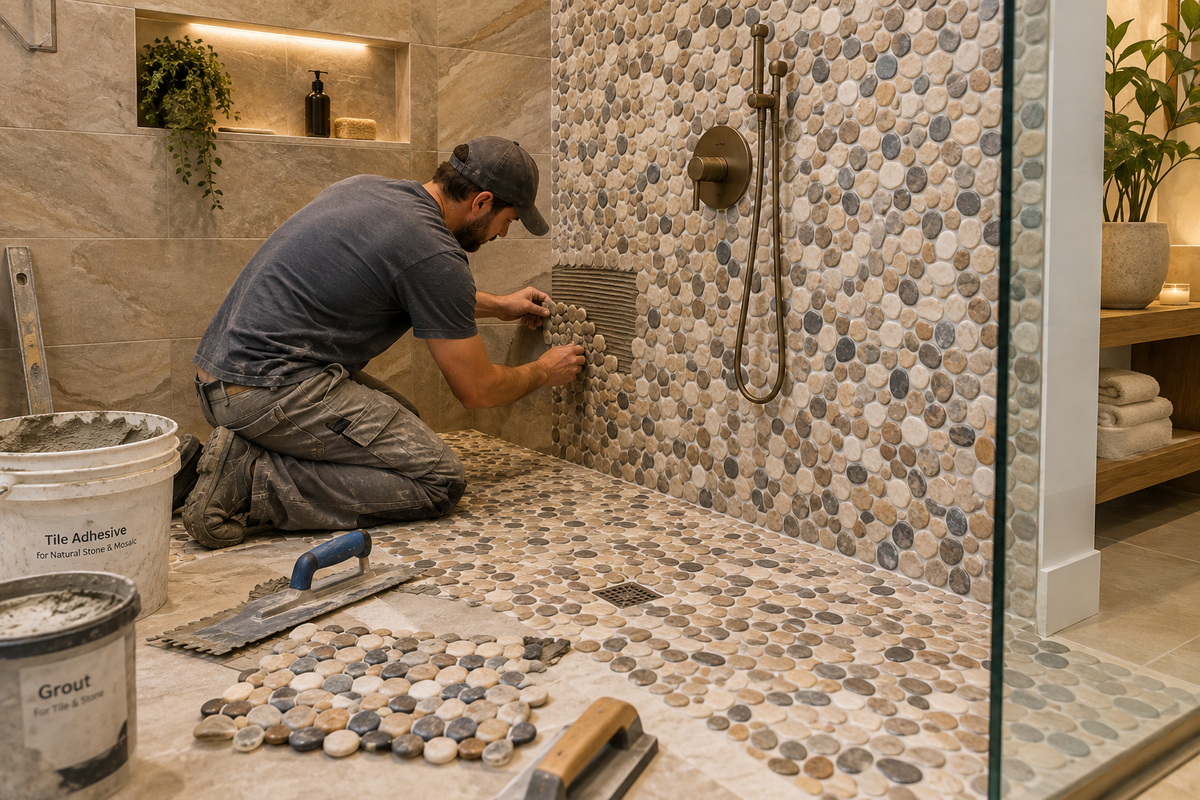 How to Install Pebble Tile in a Shower: Walls and Floors Explained