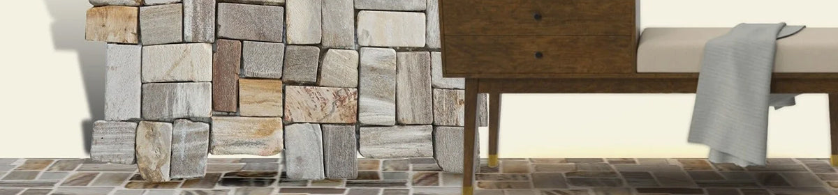Petrified Wood Mosaic Tiles - Pebble Tile Shop