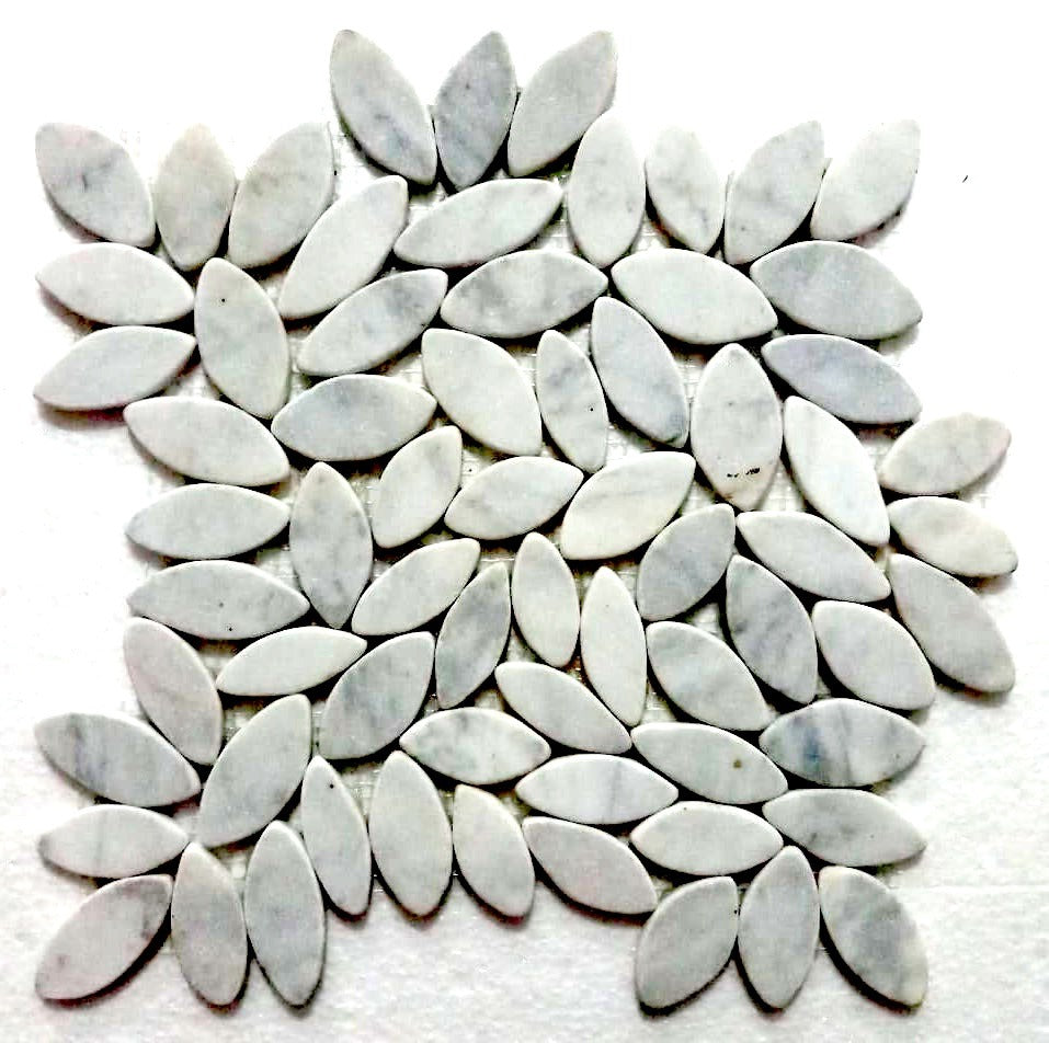 Flower Flat Sliced Super White Pebble Tile - Pebble Tile Shop