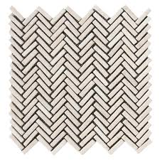 Cream Chevron Stone Mosaic Tile - Pebble Tile Shop