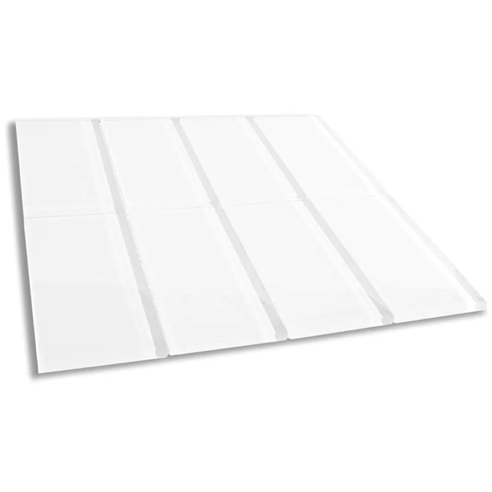 White Glass Subway Tile 3" x 6" Stain-Resistant 8mm Thick Durable Glass for Kitchen Backsplash, Bathroom Walls, Home Decor & More - Pebble Tile Shop