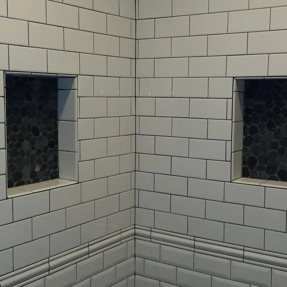 Sliced Charcoal Black Pebble Tile - Pebble Tile Shop
