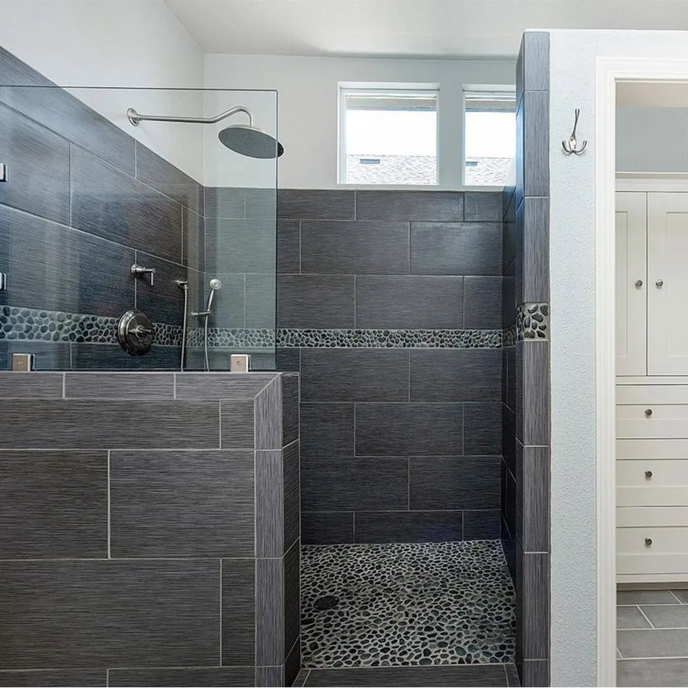 Glazed Charcoal Black Pebble Tile - Pebble Tile Shop