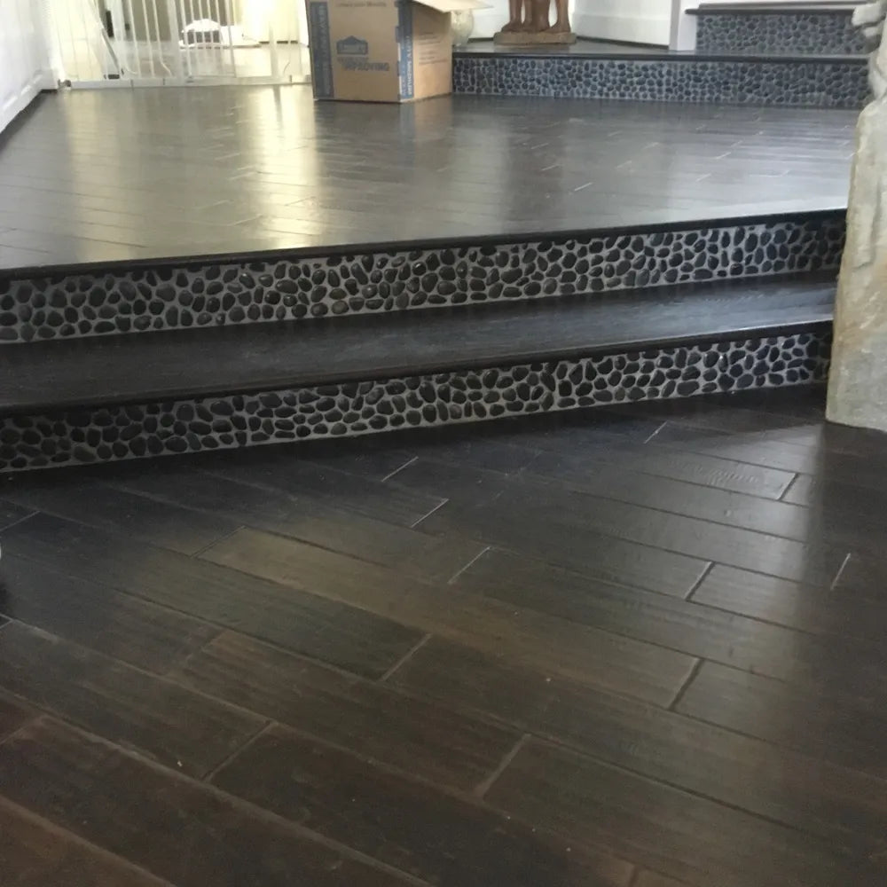 Glazed Charcoal Black Pebble Tile - Pebble Tile Shop