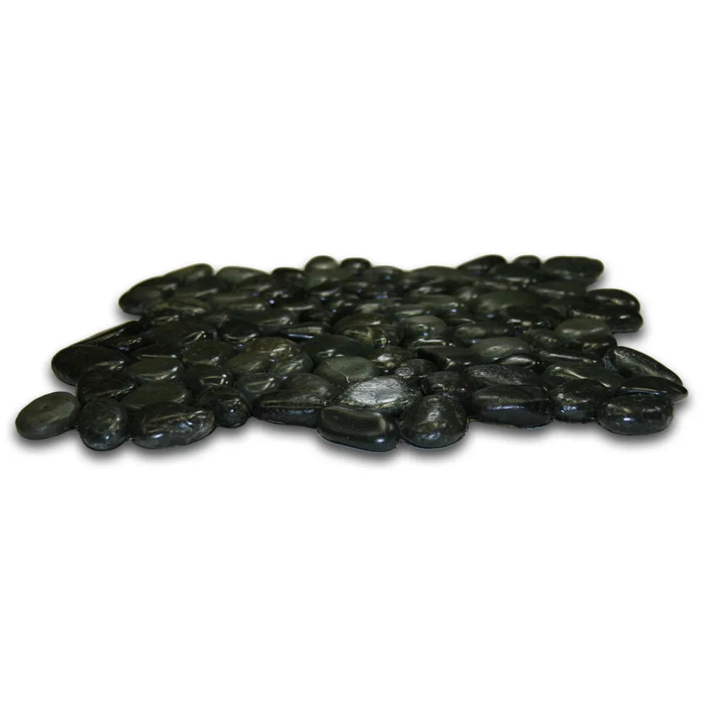 Glazed Charcoal Black Pebble Tile - Pebble Tile Shop