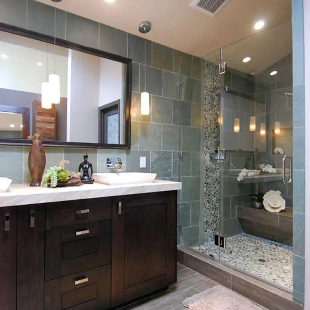 Sea Green Pebble Tile – Natural Stone for Bathrooms, Kitchens, and Outdoor Spaces - Pebble Tile Shop