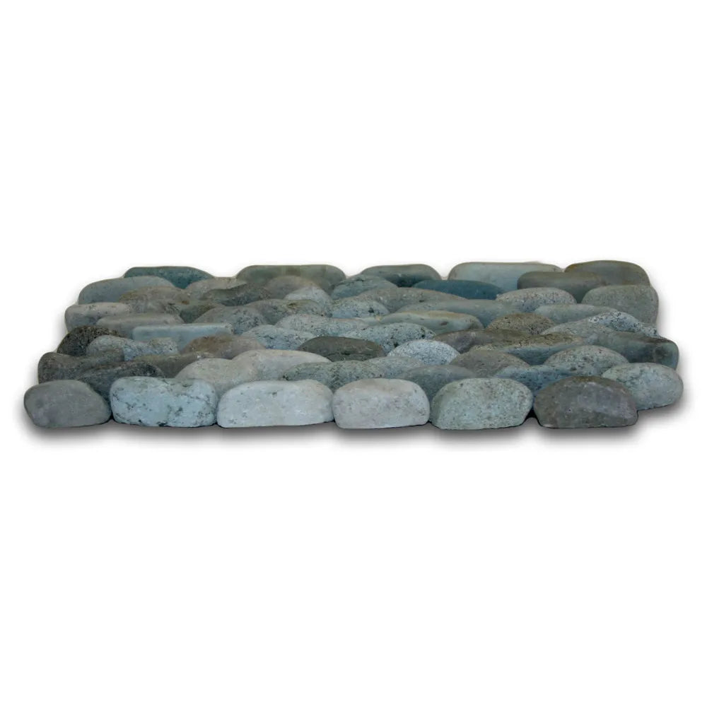 Sea Green Standing Pebble Tile - 6" x 12" Polished Natural Stone for Bathroom Kitchen Shower Walls Backsplashes and Home Décor - Pebble Tile Shop