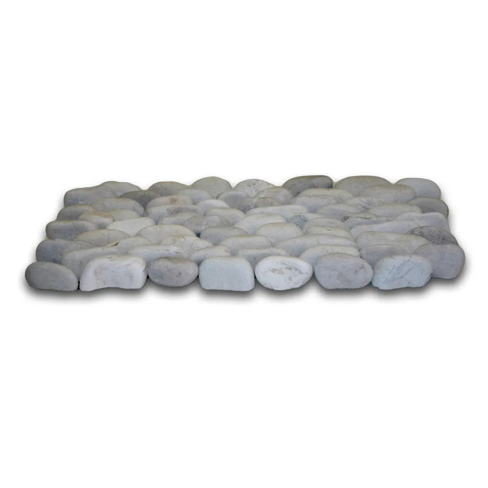 White Standing Pebble Tile - 6" x 12" Natural Stone for Shower Walls Backsplashes Accent Walls - Pebble Tile Shop