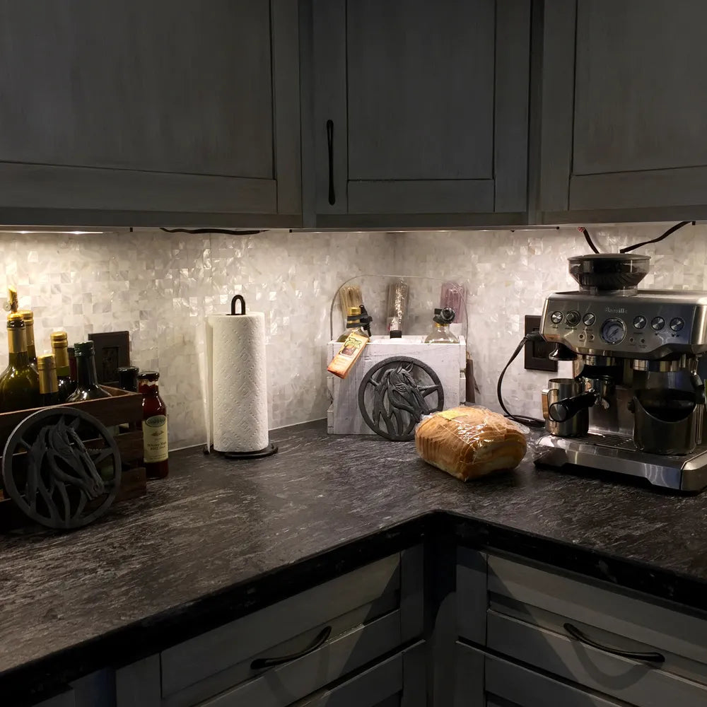 White Square Groutless Pearl Shell Tile - Pebble Tile Shop