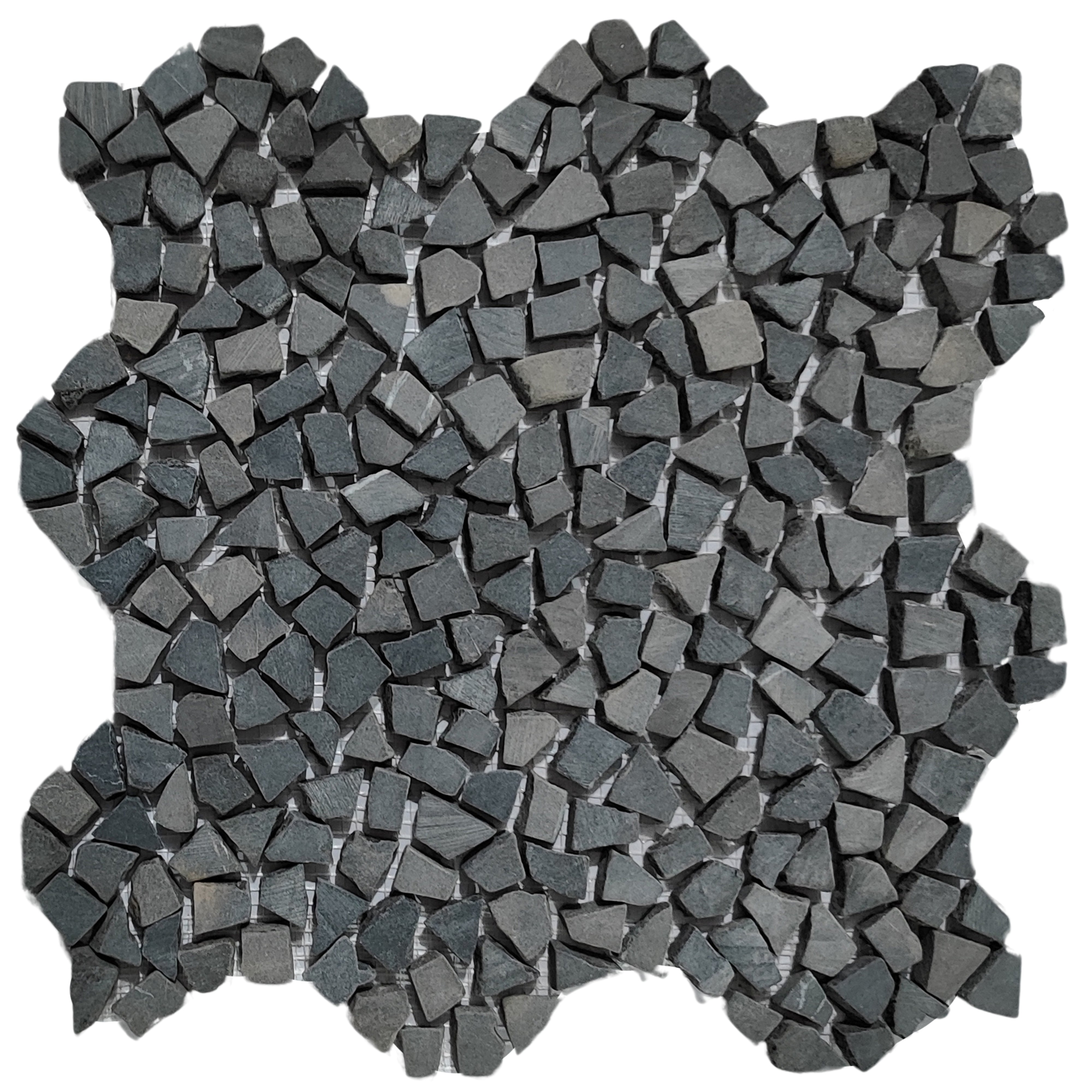 Dark Grey Mini Tumbled Marble Mosaic Tile - Pebble Tile Shop