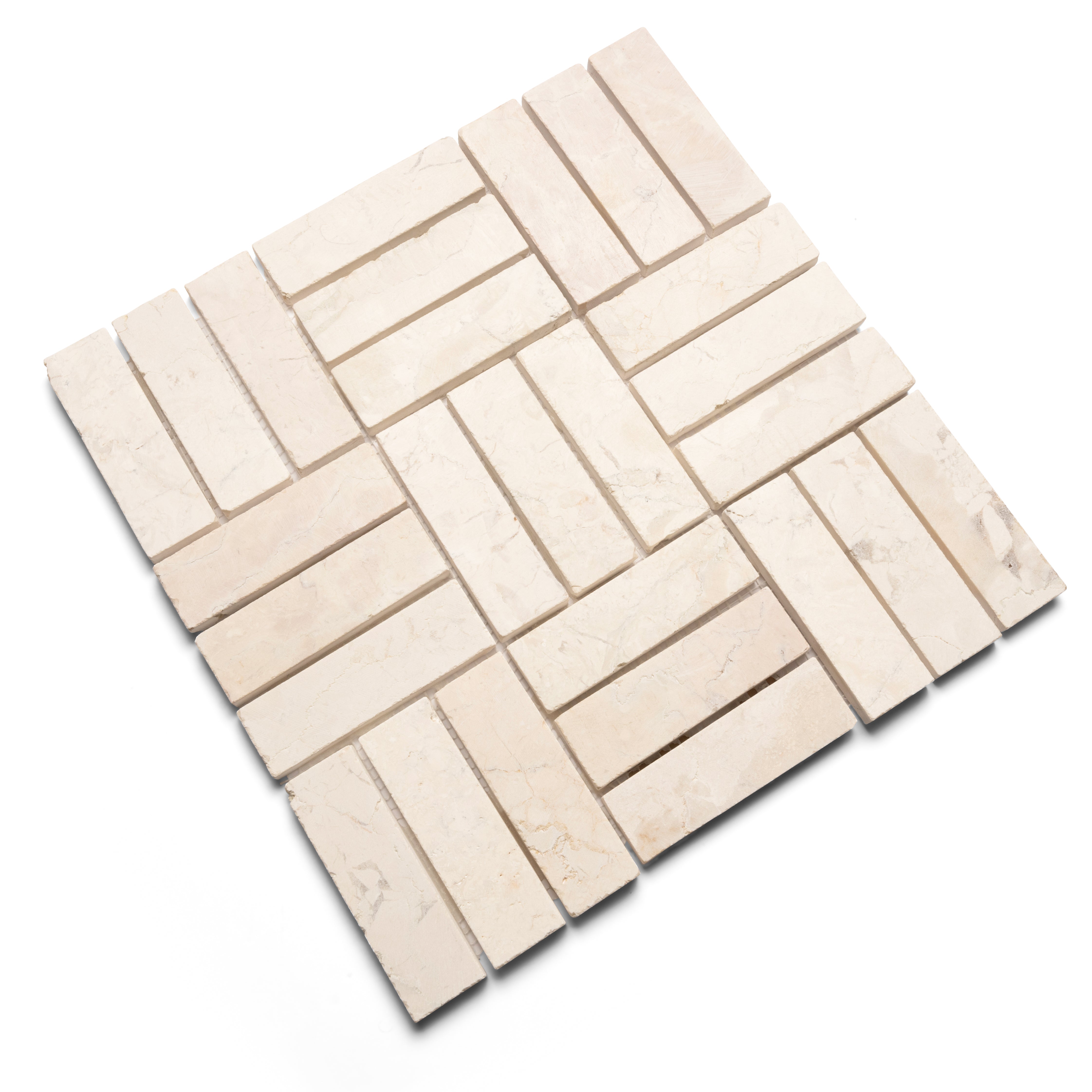 Cream Weave Stone Mosaic Tile - Pebble Tile Shop