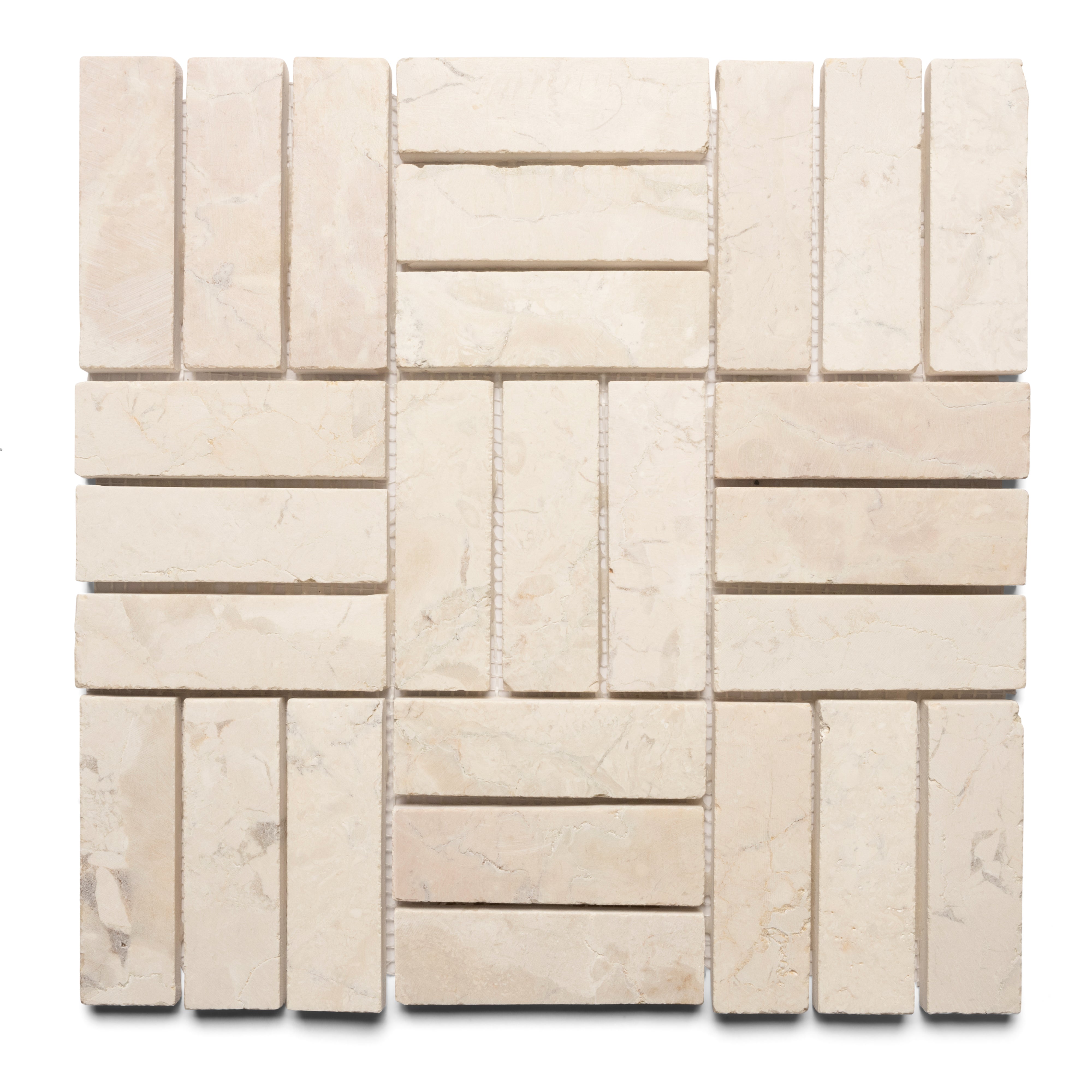 Cream Weave Stone Mosaic Tile - Pebble Tile Shop