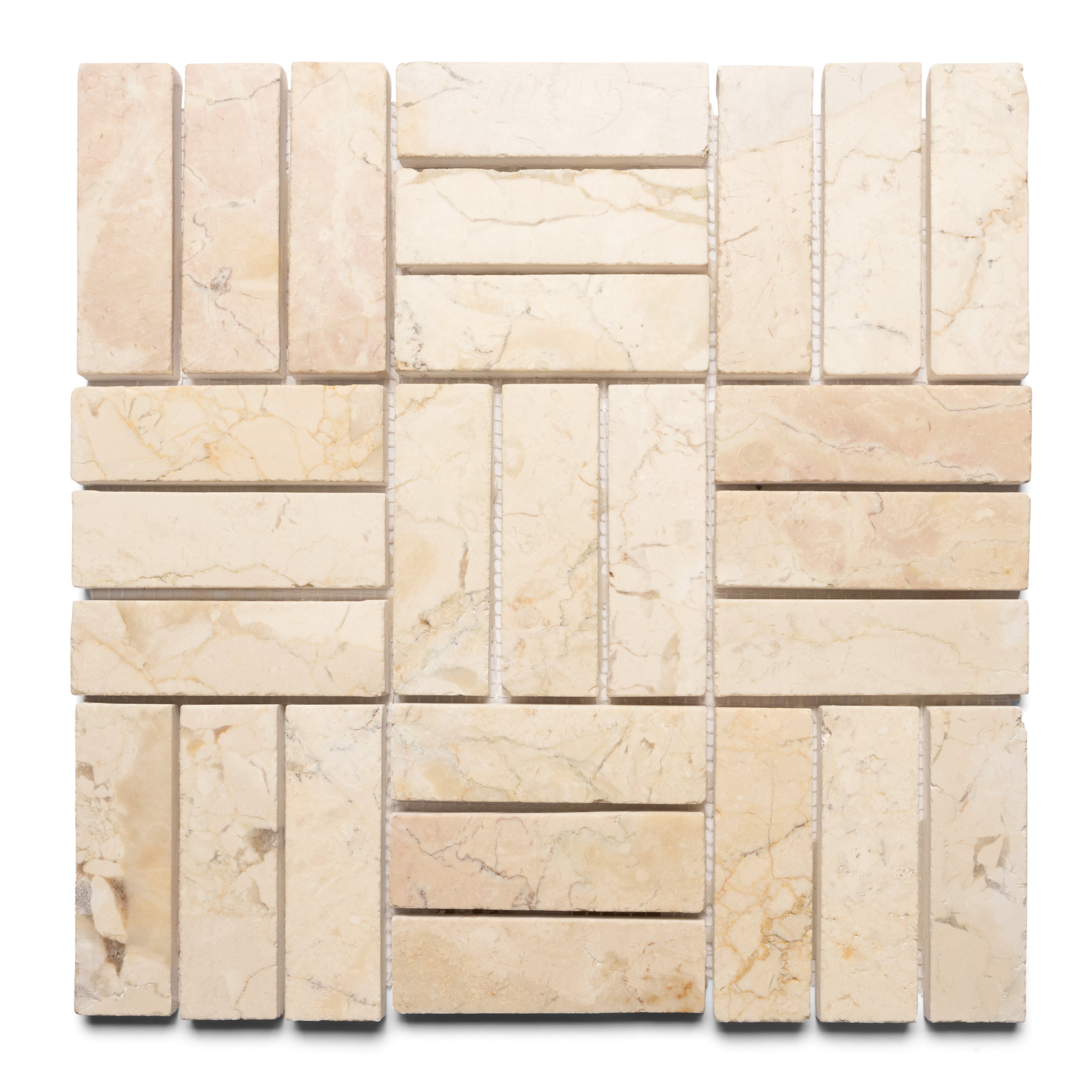 Cream Weave Stone Mosaic Tile - Pebble Tile Shop