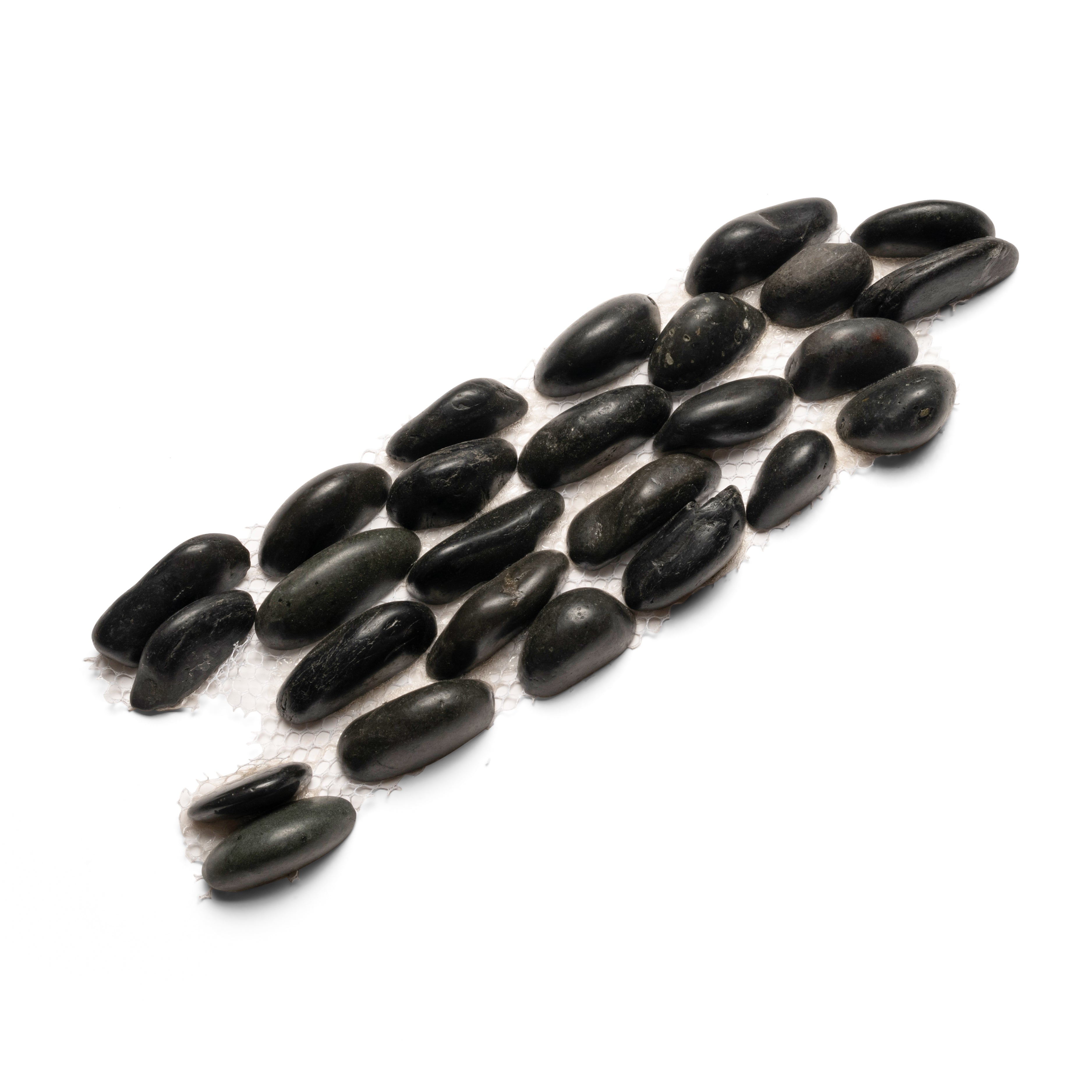 Polished Black Standing Pebble Tile - Pebble Tile Shop