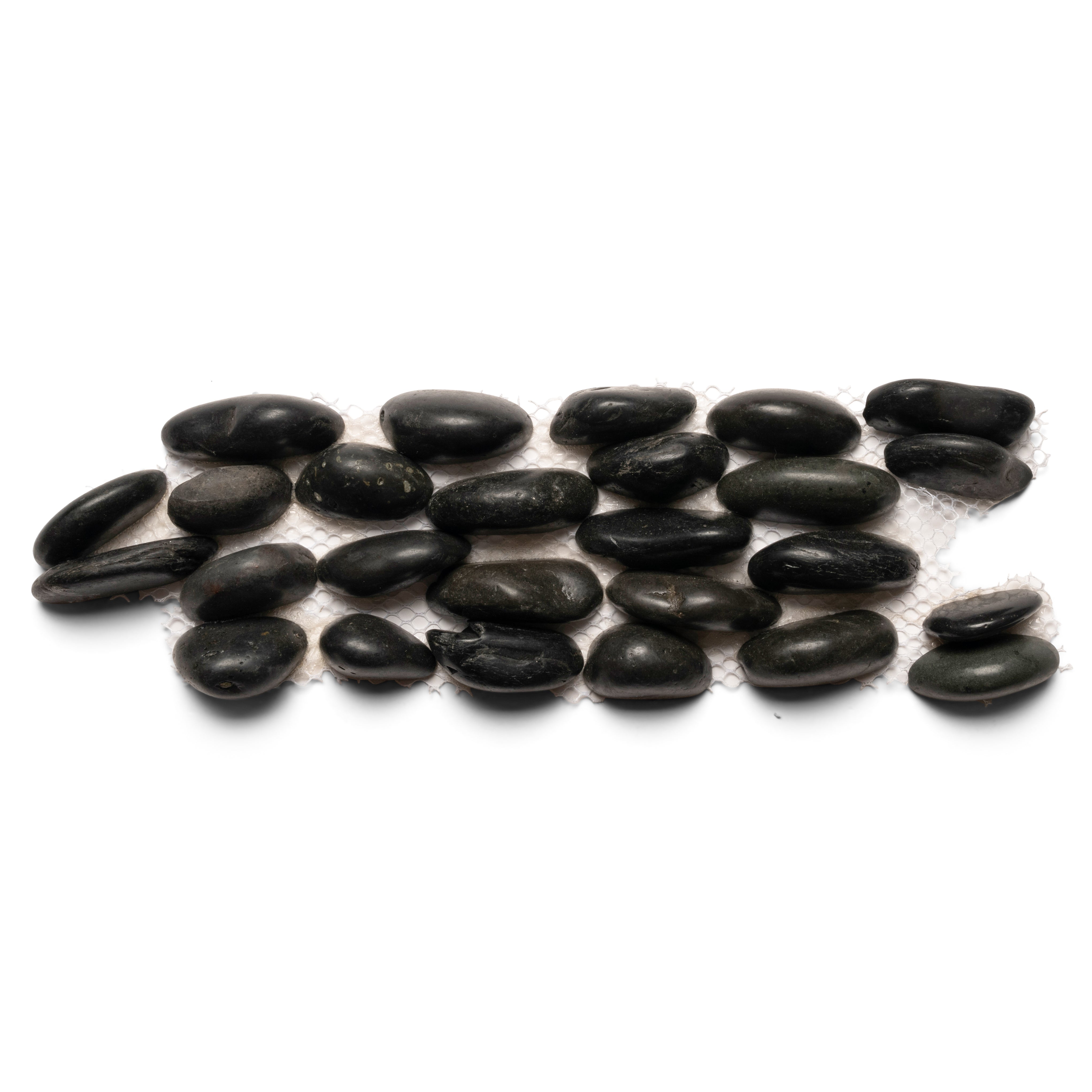 Polished Black Standing Pebble Tile - Pebble Tile Shop
