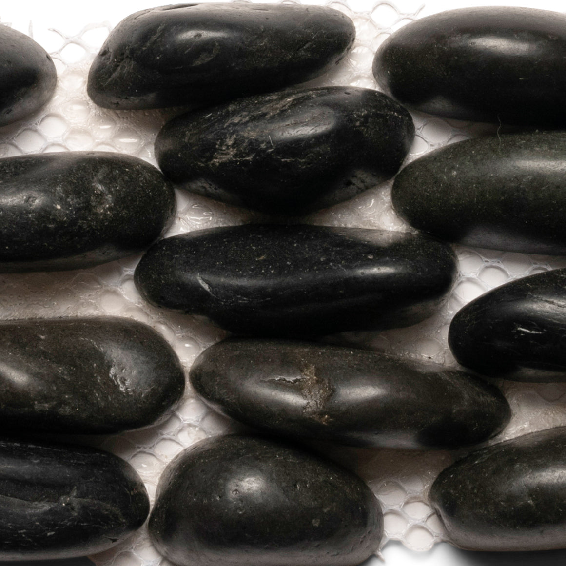 Polished Black Standing Pebble Tile - Pebble Tile Shop