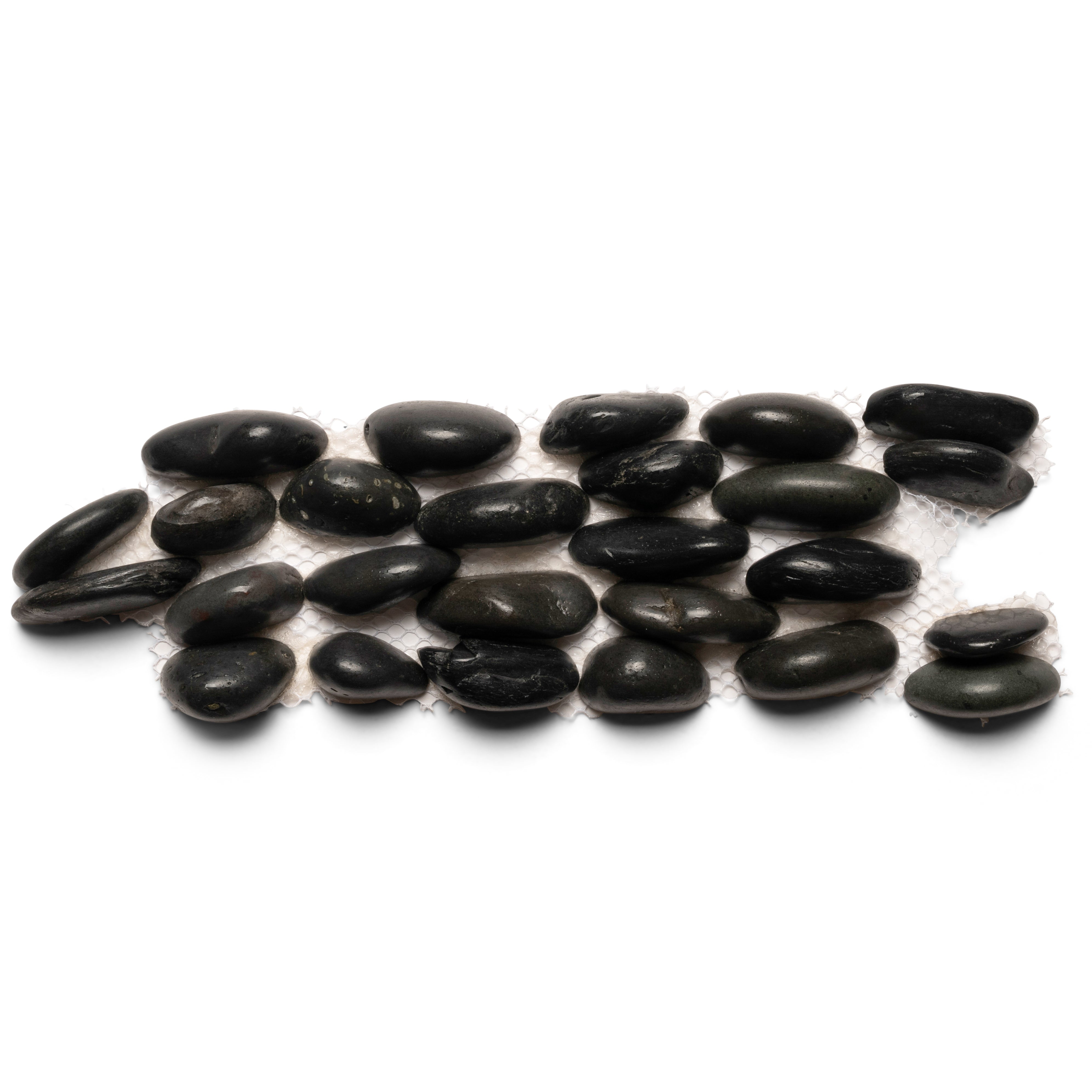 Polished Black Standing Pebble Tile - Pebble Tile Shop