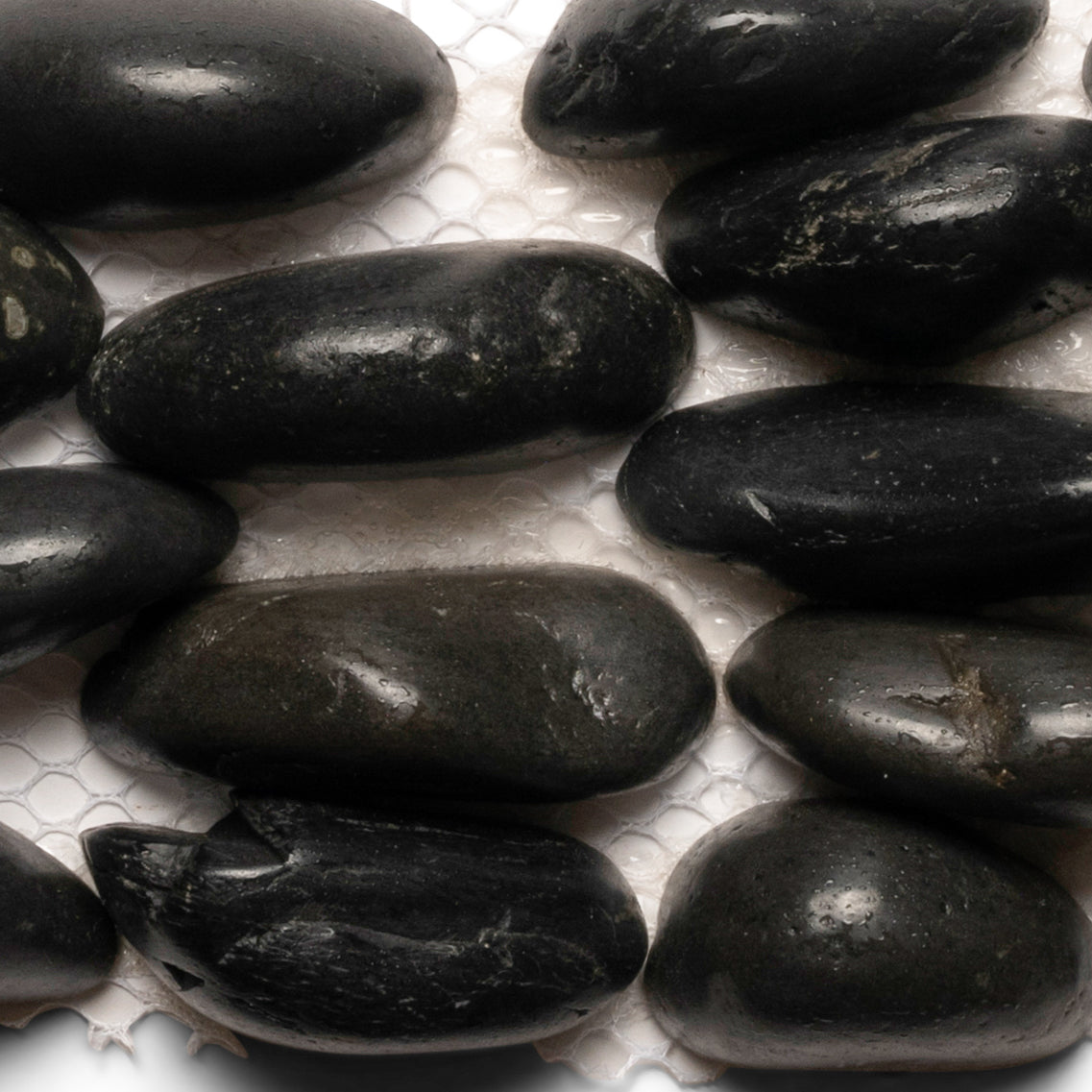 Polished Black Standing Pebble Tile - Pebble Tile Shop