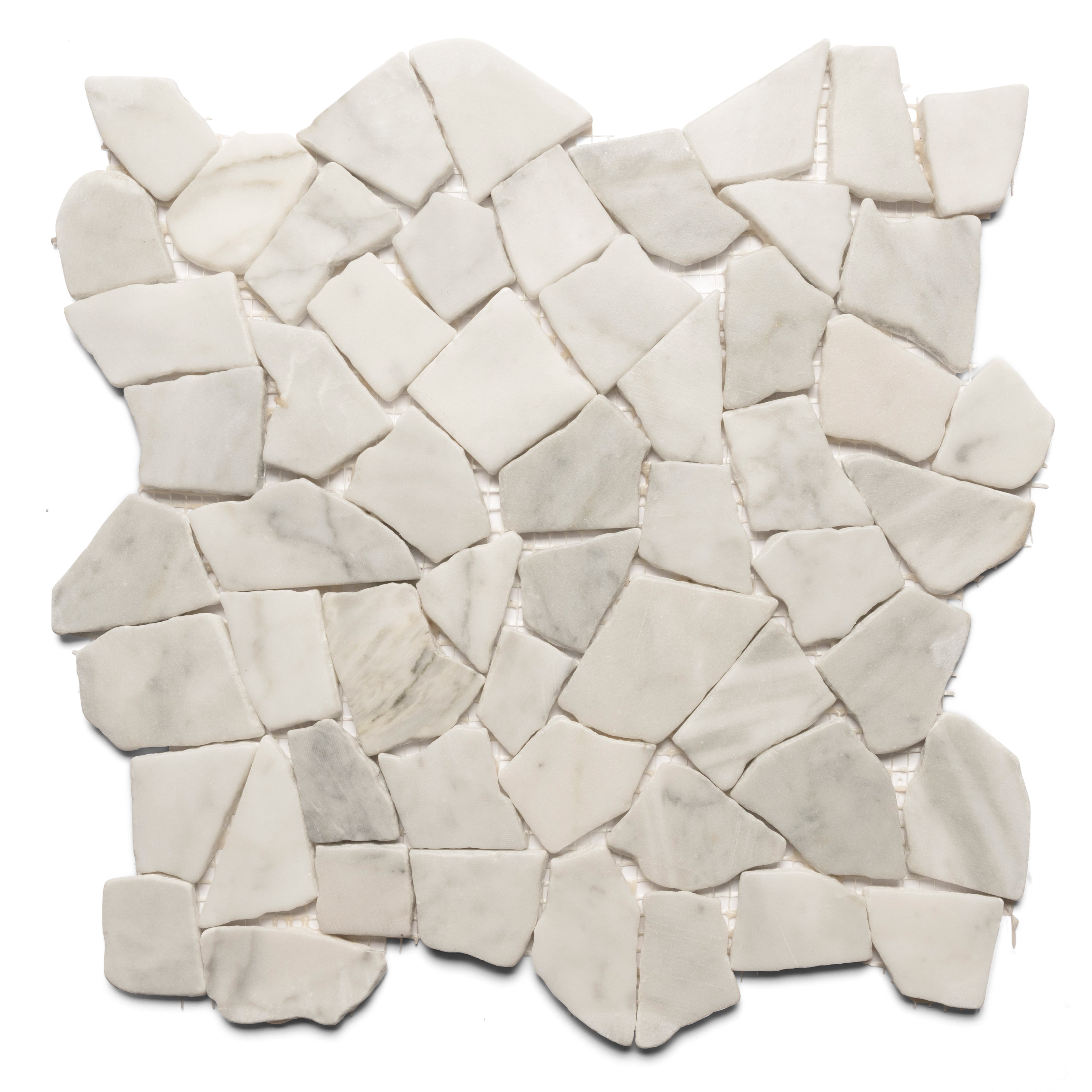 Super White Stone Mosaic Tile - Pebble Tile Shop