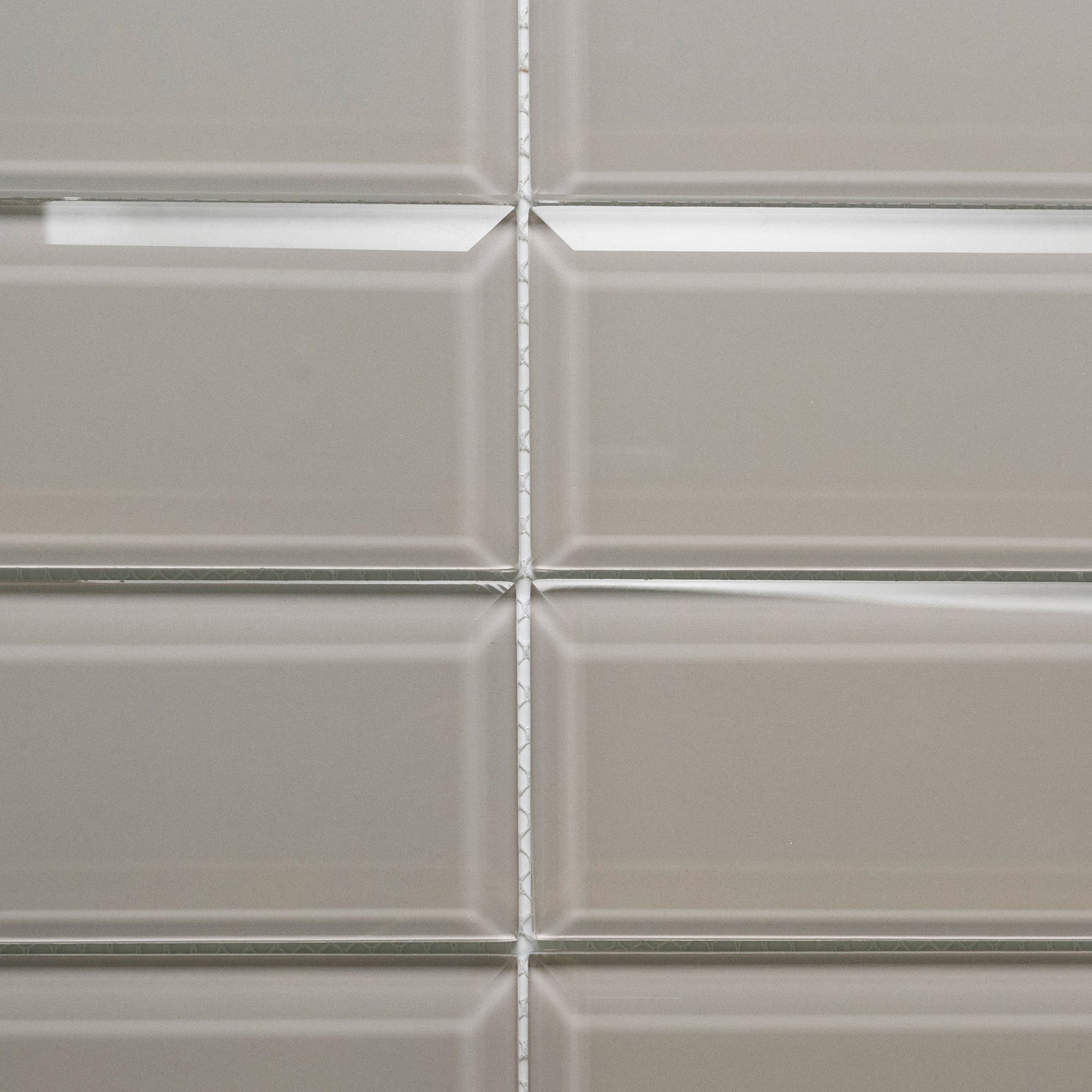 Beveled Smoke Glass Subway Tile 3" x 6" Stain-Resistant 8mm Thick Durable Glass for Kitchen Backsplash, Bathroom Walls, Home Decor & More - Pebble Tile Shop
