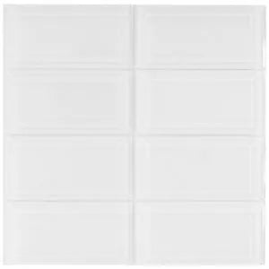 Beveled White Glass Subway Tile - Pebble Tile Shop