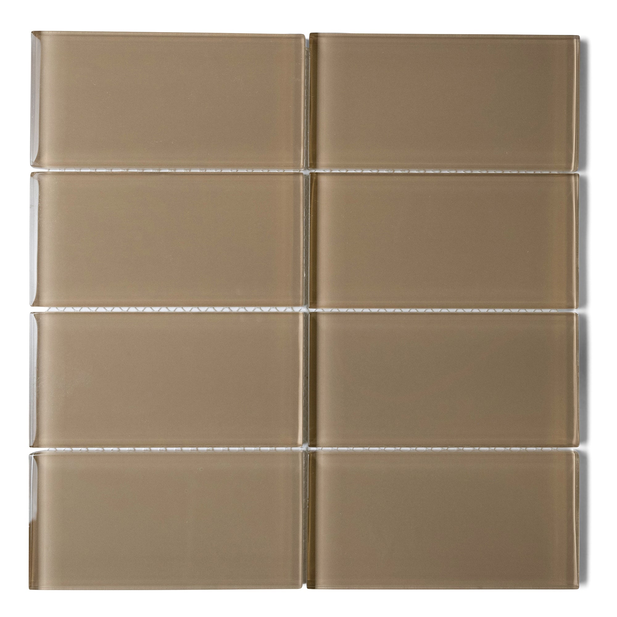 Champagne Glass Subway Tile 3" x 6" Stain-Resistant 8mm Thick Durable Glass for Kitchen Backsplash, Bathroom Walls, Home Decor & More - Pebble Tile Shop