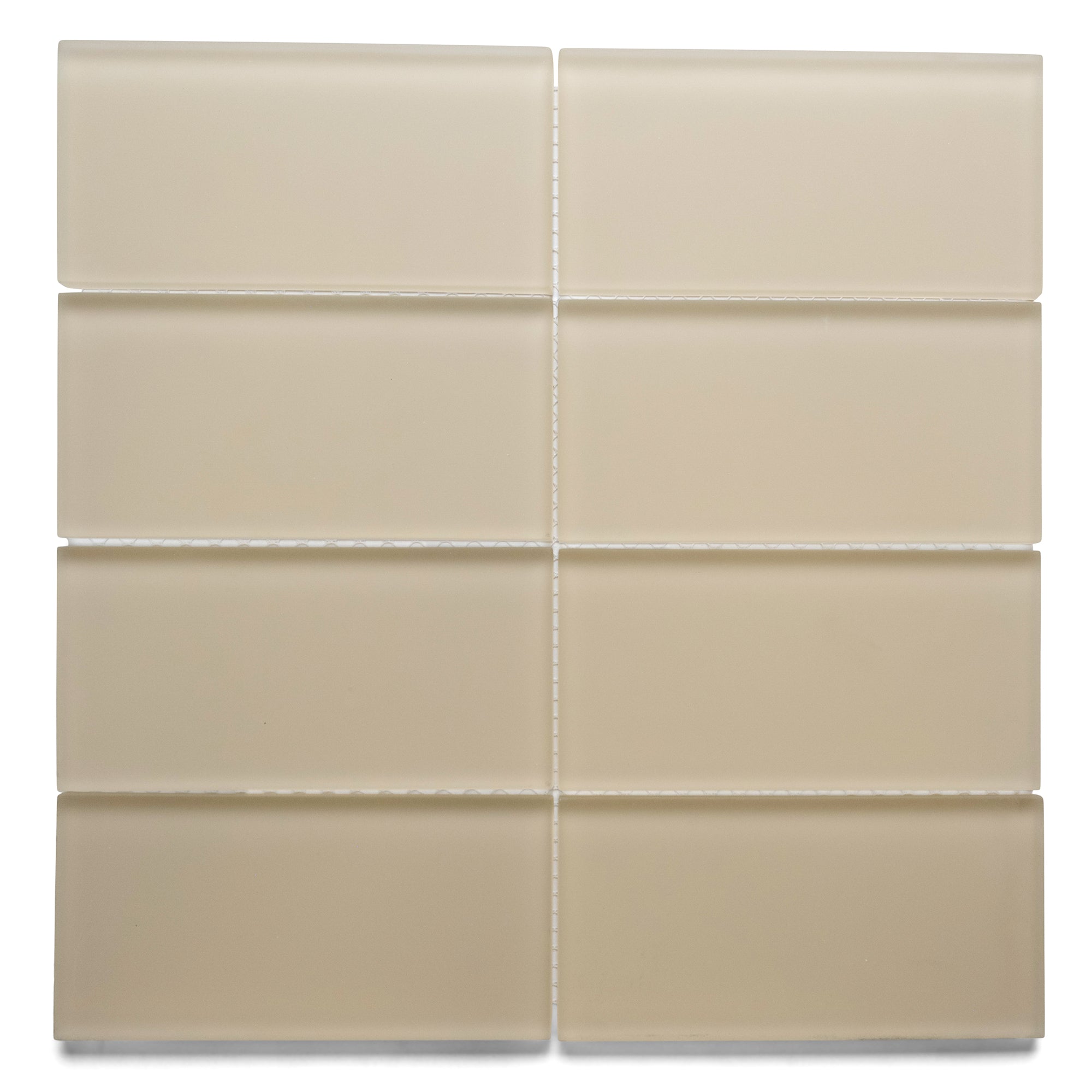 Frosted Khaki Glass Subway Tile - 3" x 6" Stain-Resistant 8mm Thick Durable Glass for Kitchen Backsplash, Bathroom Walls, Home Decor & More - Pebble Tile Shop