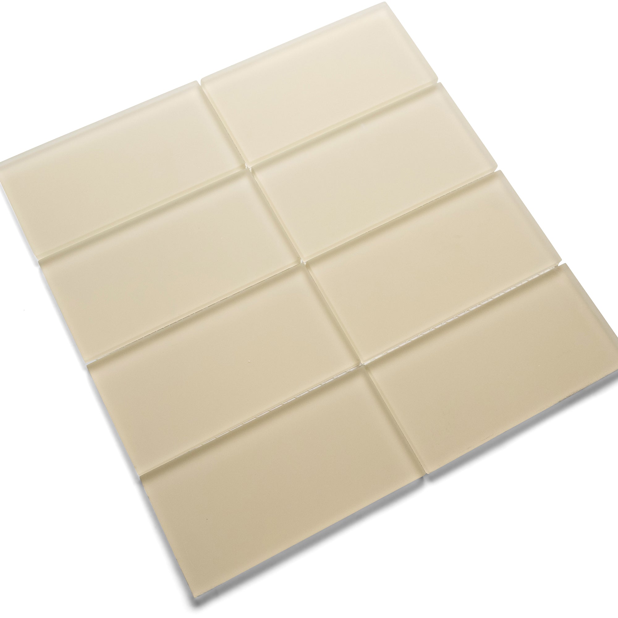 Frosted Khaki Glass Subway Tile - 3" x 6" Stain-Resistant 8mm Thick Durable Glass for Kitchen Backsplash, Bathroom Walls, Home Decor & More - Pebble Tile Shop