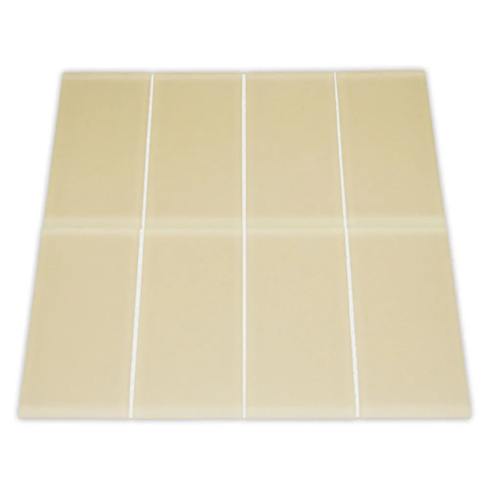 Frosted Khaki Glass Subway Tile - 3" x 6" Stain-Resistant 8mm Thick Durable Glass for Kitchen Backsplash, Bathroom Walls, Home Decor & More - Pebble Tile Shop