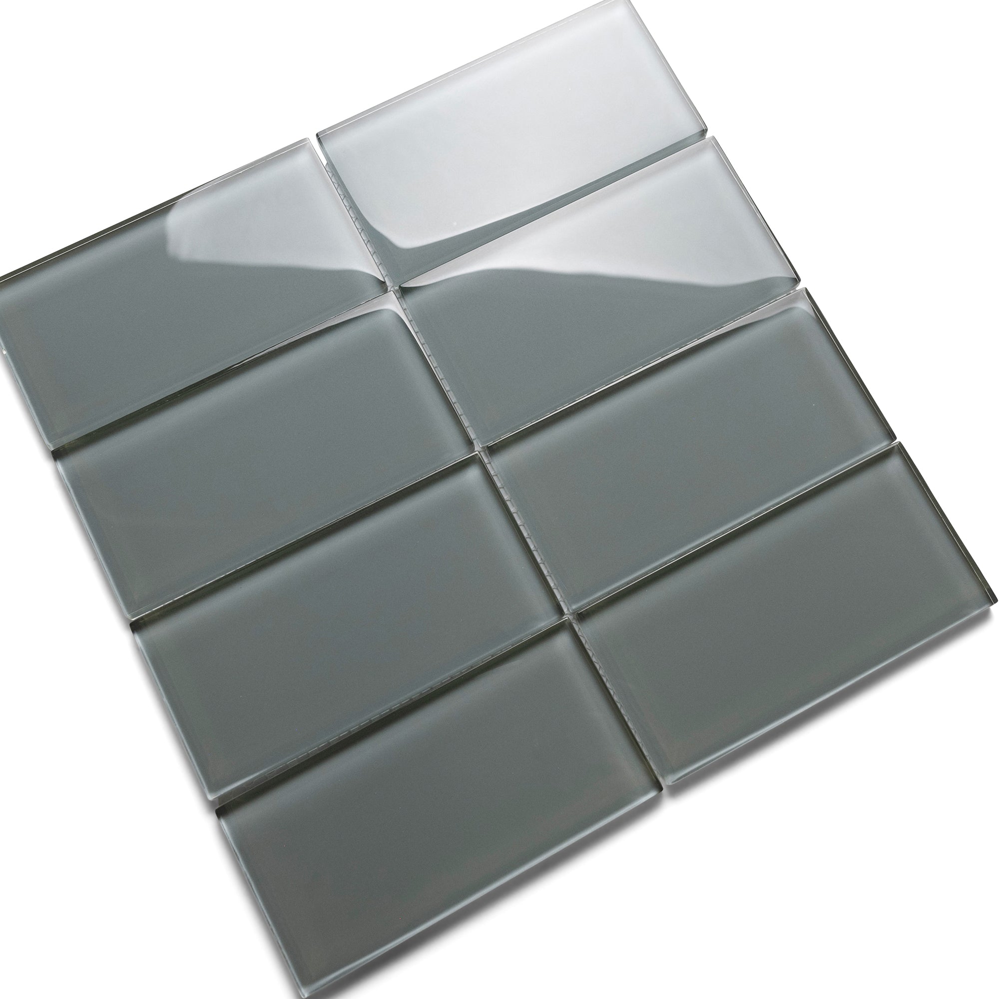 Ice Grey Glass Subway Tile 3" x 6" Stain-Resistant 8mm Thick Durable Glass for Kitchen Backsplash, Bathroom Walls, Home Decor & More - Pebble Tile Shop