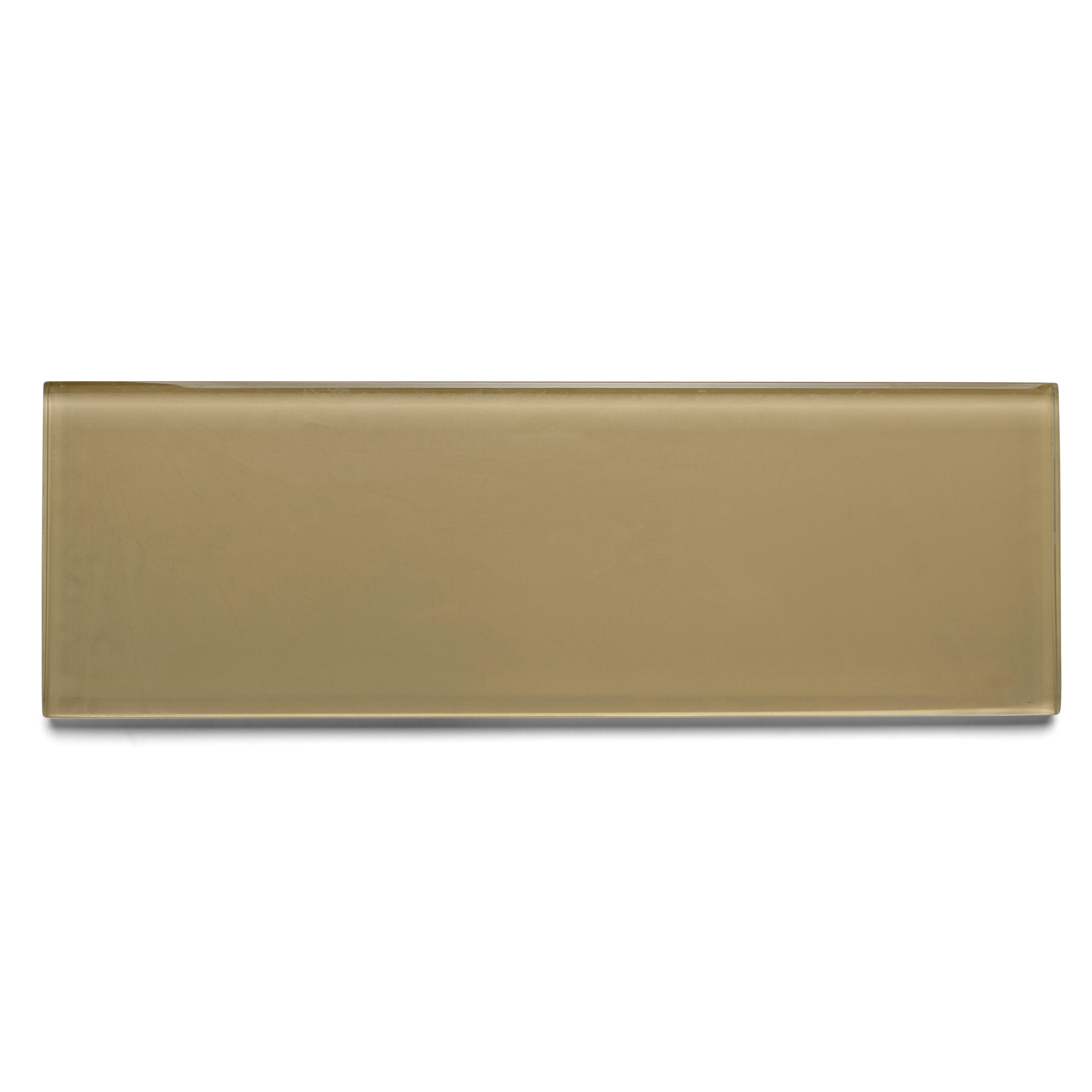 Khaki Glass 4" x 12" Subway Tile - Pebble Tile Shop