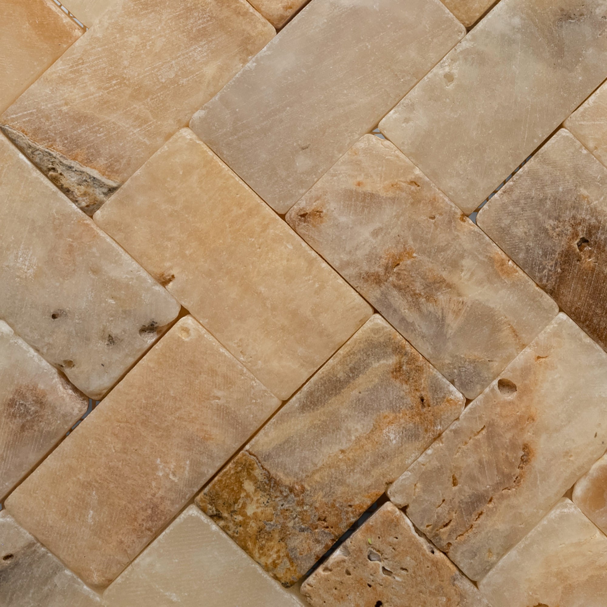 Mixed Quartz Herringbone Stone Mosaic Tile - Pebble Tile Shop