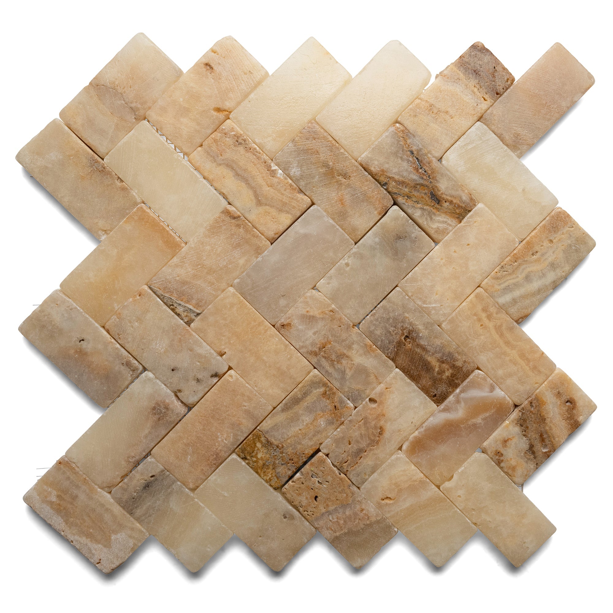 Mixed Quartz Herringbone Stone Mosaic Tile - Pebble Tile Shop