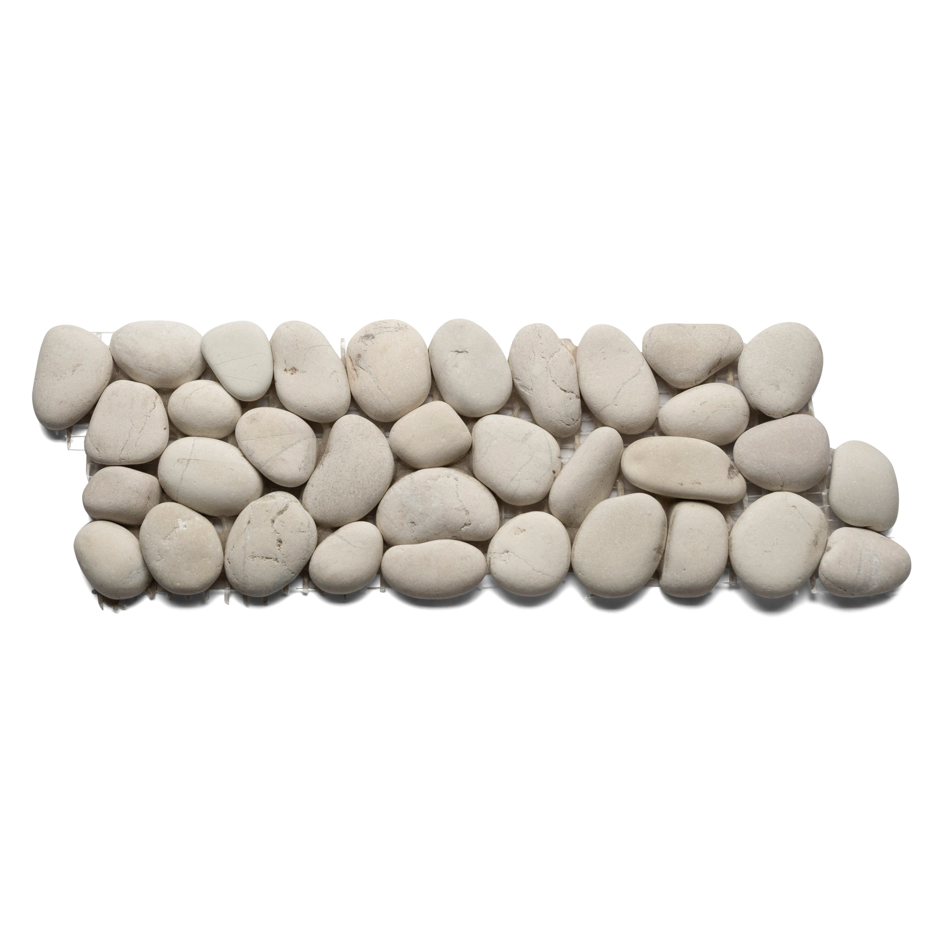 White Pebble Tile Border - 4" x 12" Unpolished Natural River Stone for Bathroom Kitchen Pool & Outdoor - Pebble Tile Shop