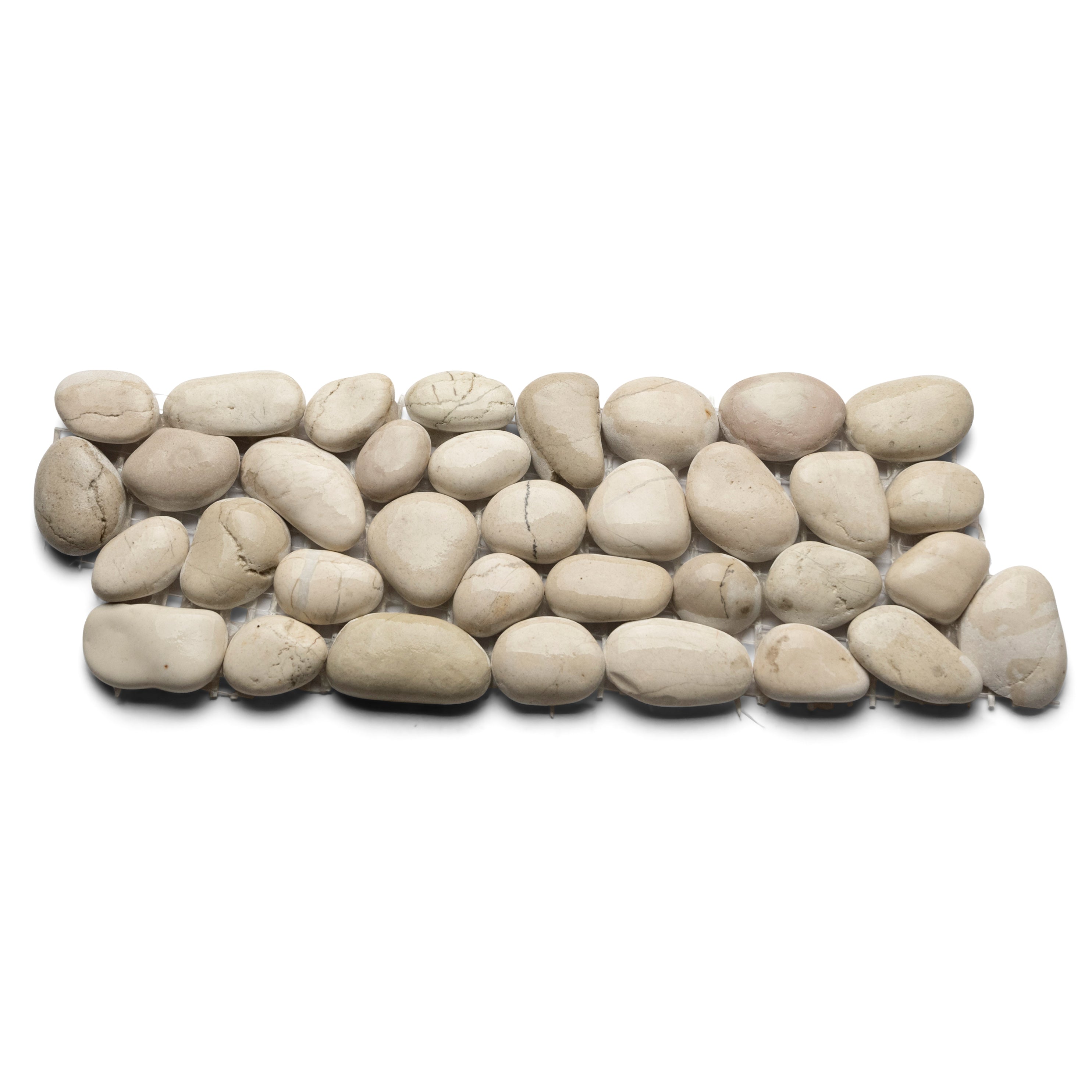 White Pebble Tile Border - 4" x 12" Unpolished Natural River Stone for Bathroom Kitchen Pool & Outdoor - Pebble Tile Shop
