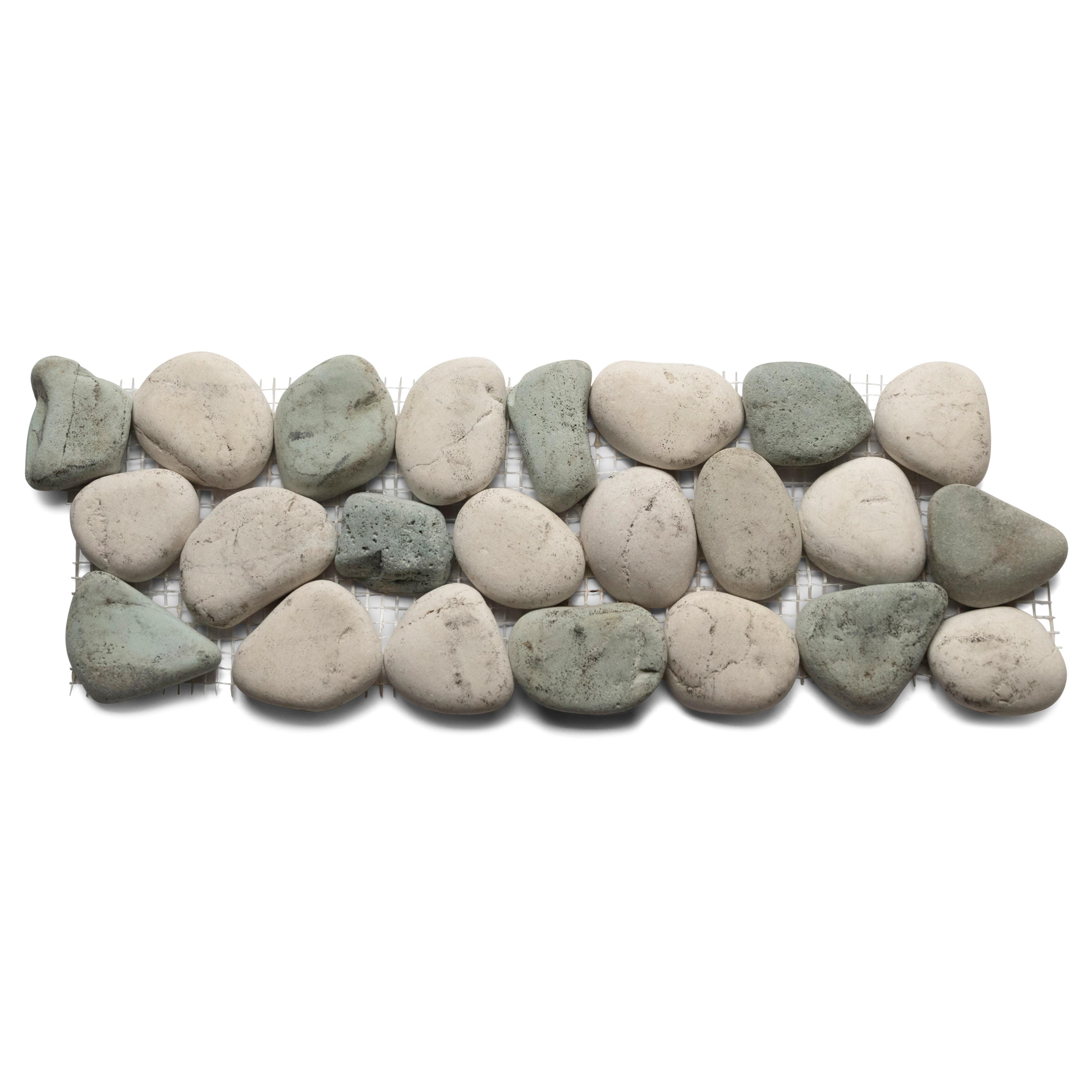 Sea Green and White Pebble Tile Border - Pebble Tile Shop