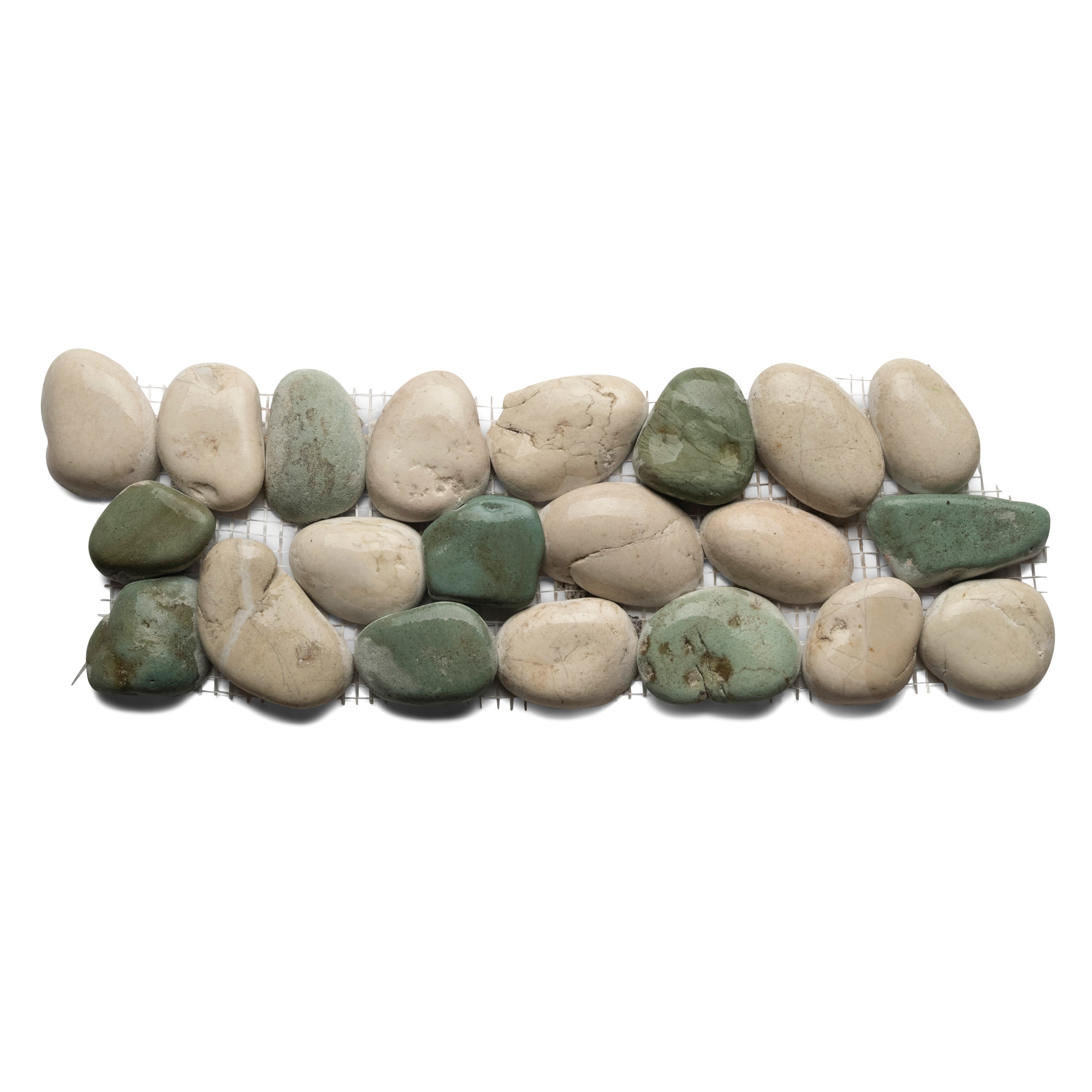 Sea Green and White Pebble Tile Border - Pebble Tile Shop