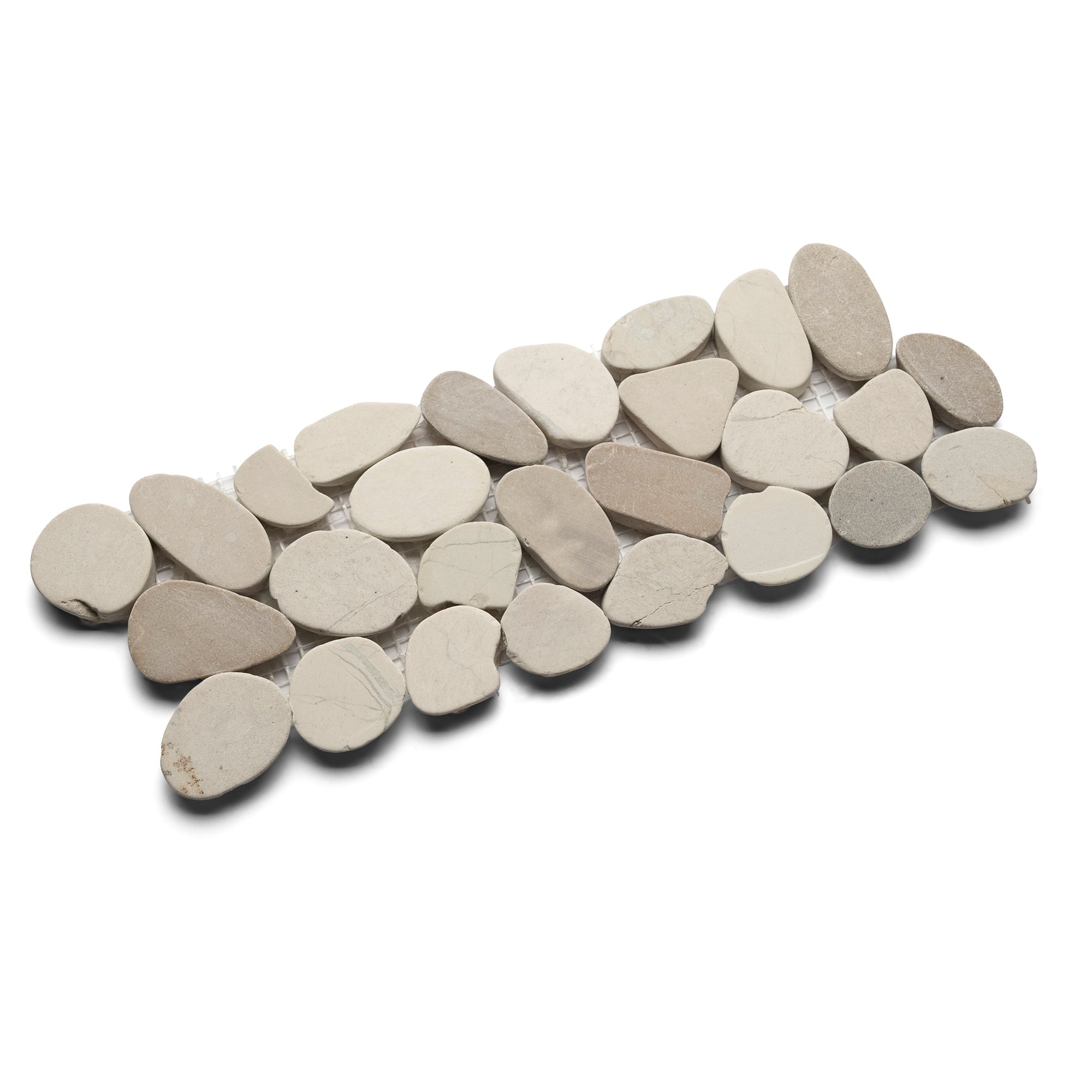 Sliced Java Tan and White Pebble Tile Border - Pebble Tile Shop