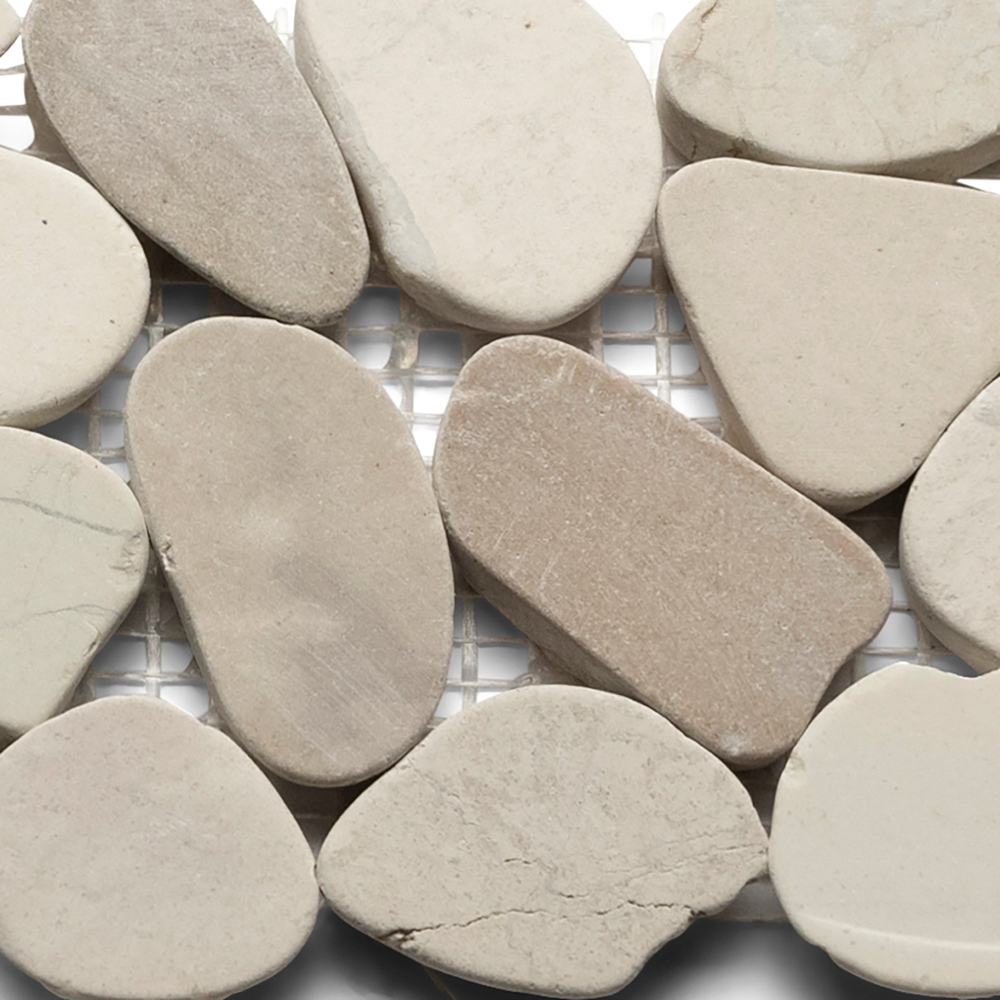 Sliced Java Tan and White Pebble Tile Border - Pebble Tile Shop