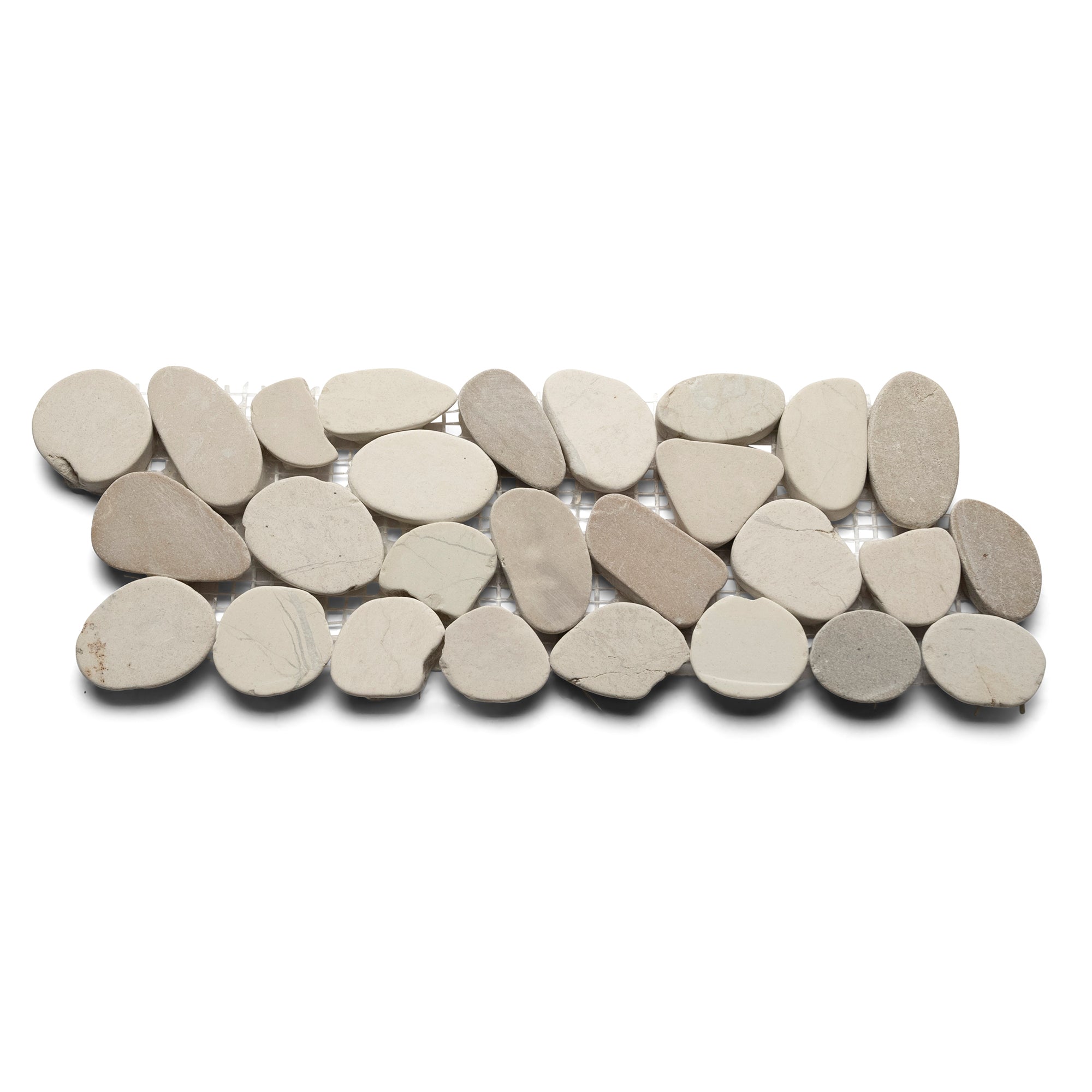 Sliced Java Tan and White Pebble Tile Border - Pebble Tile Shop