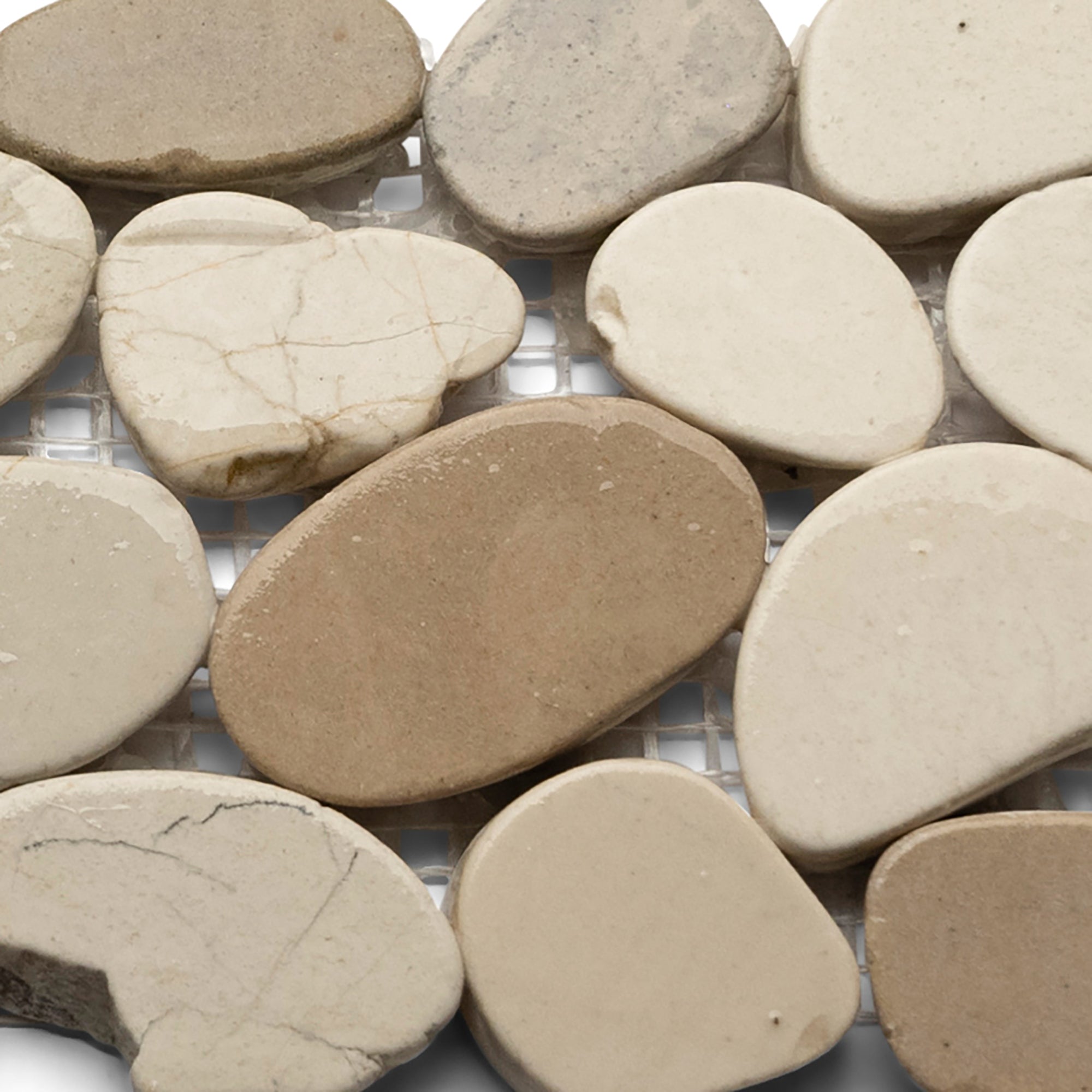 Sliced Java Tan and White Pebble Tile Border - Pebble Tile Shop