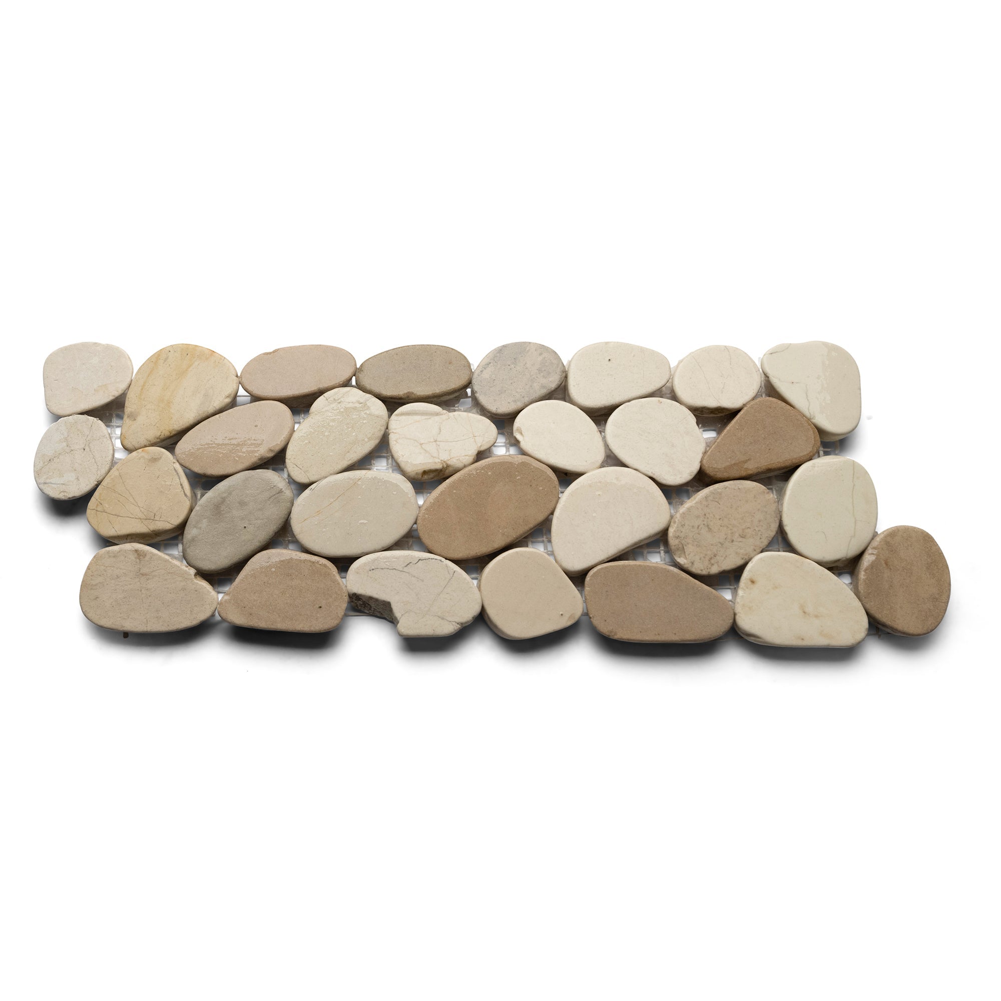Sliced Java Tan and White Pebble Tile Border - Pebble Tile Shop