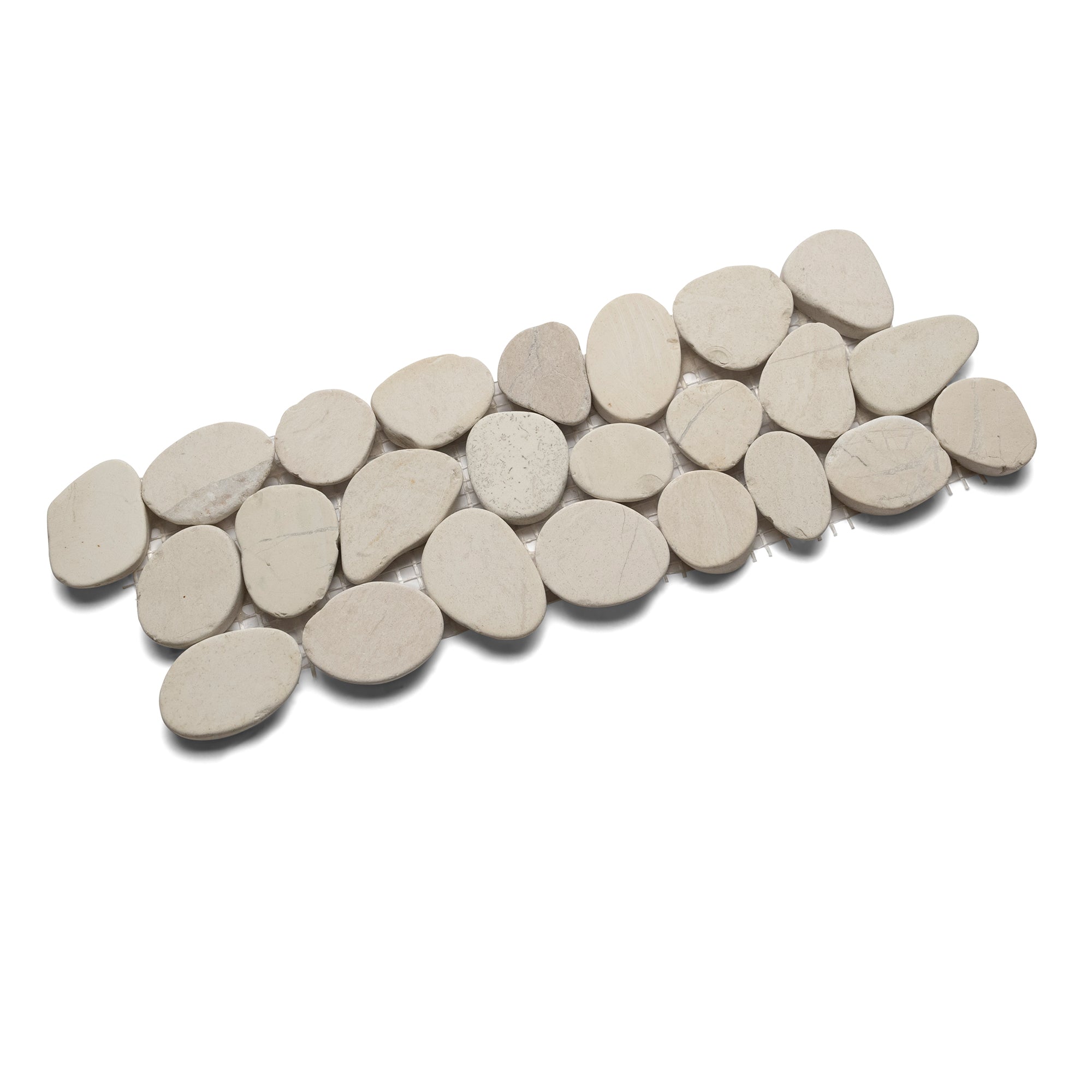 Sliced White Pebble Tile Border - 4" x 12" for Bathroom Kitchen Pool & Outdoor - Pebble Tile Shop