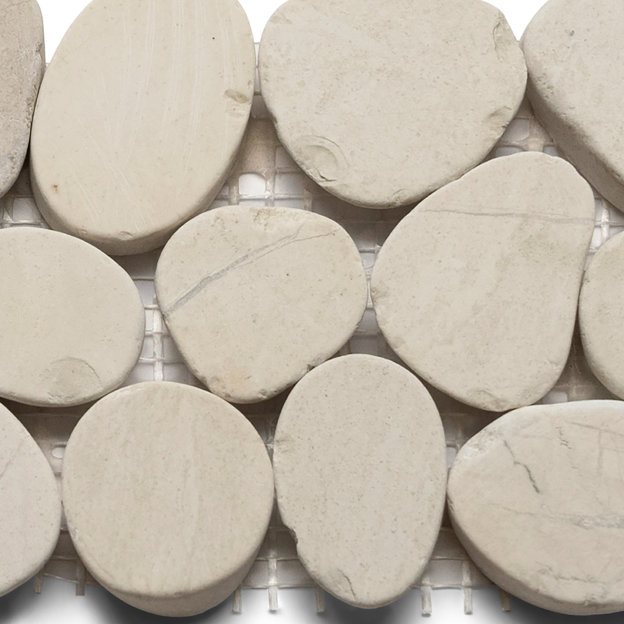 Sliced White Pebble Tile Border - 4" x 12" for Bathroom Kitchen Pool & Outdoor - Pebble Tile Shop