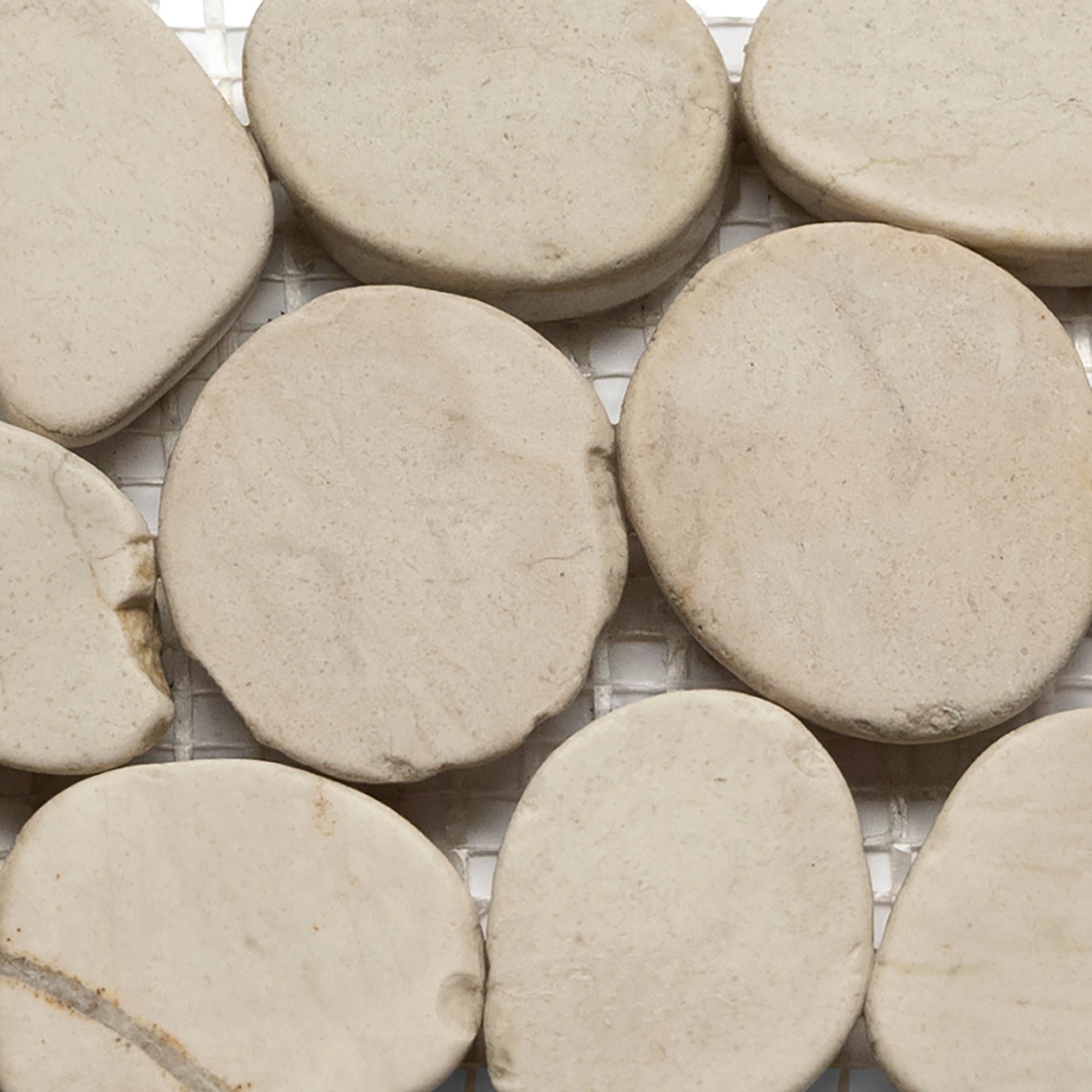 Sliced White Pebble Tile Border - 4" x 12" for Bathroom Kitchen Pool & Outdoor - Pebble Tile Shop