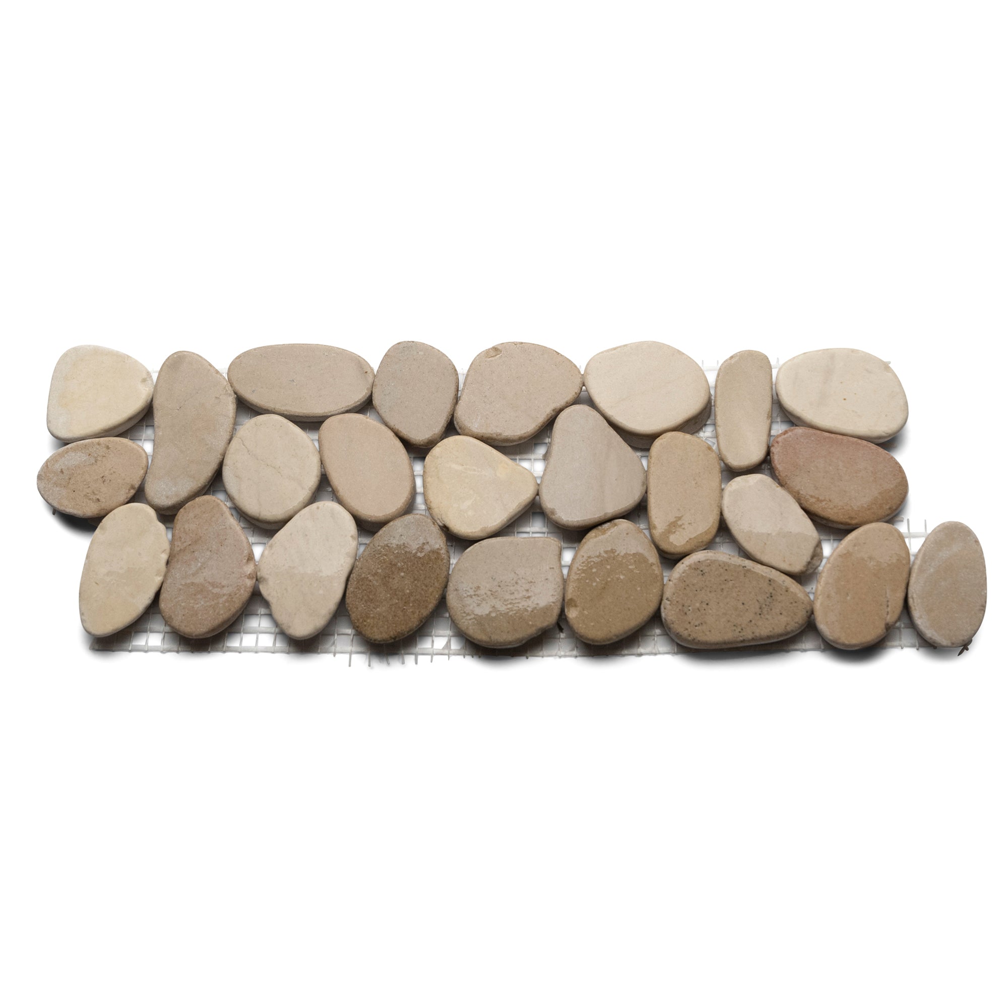 Sliced Java Tan Pebble Tile Border - Pebble Tile Shop