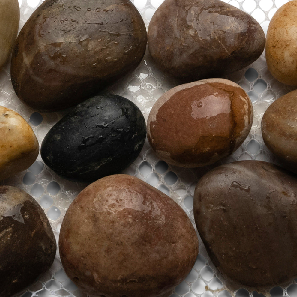 Polished Cobblestone Pebble Tile Border - Pebble Tile Shop