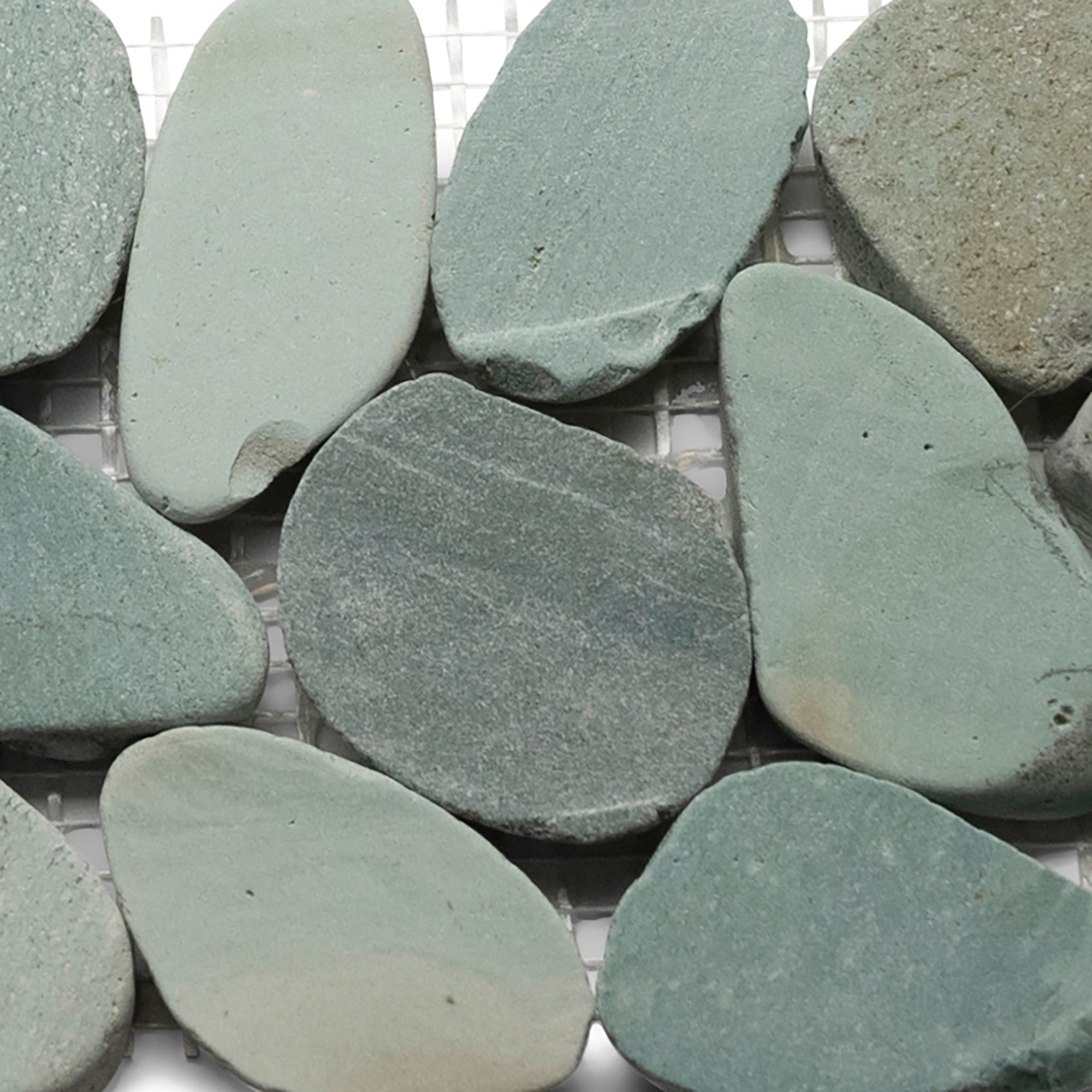 Sliced Sea Green Pebble Tile Border - Pebble Tile Shop