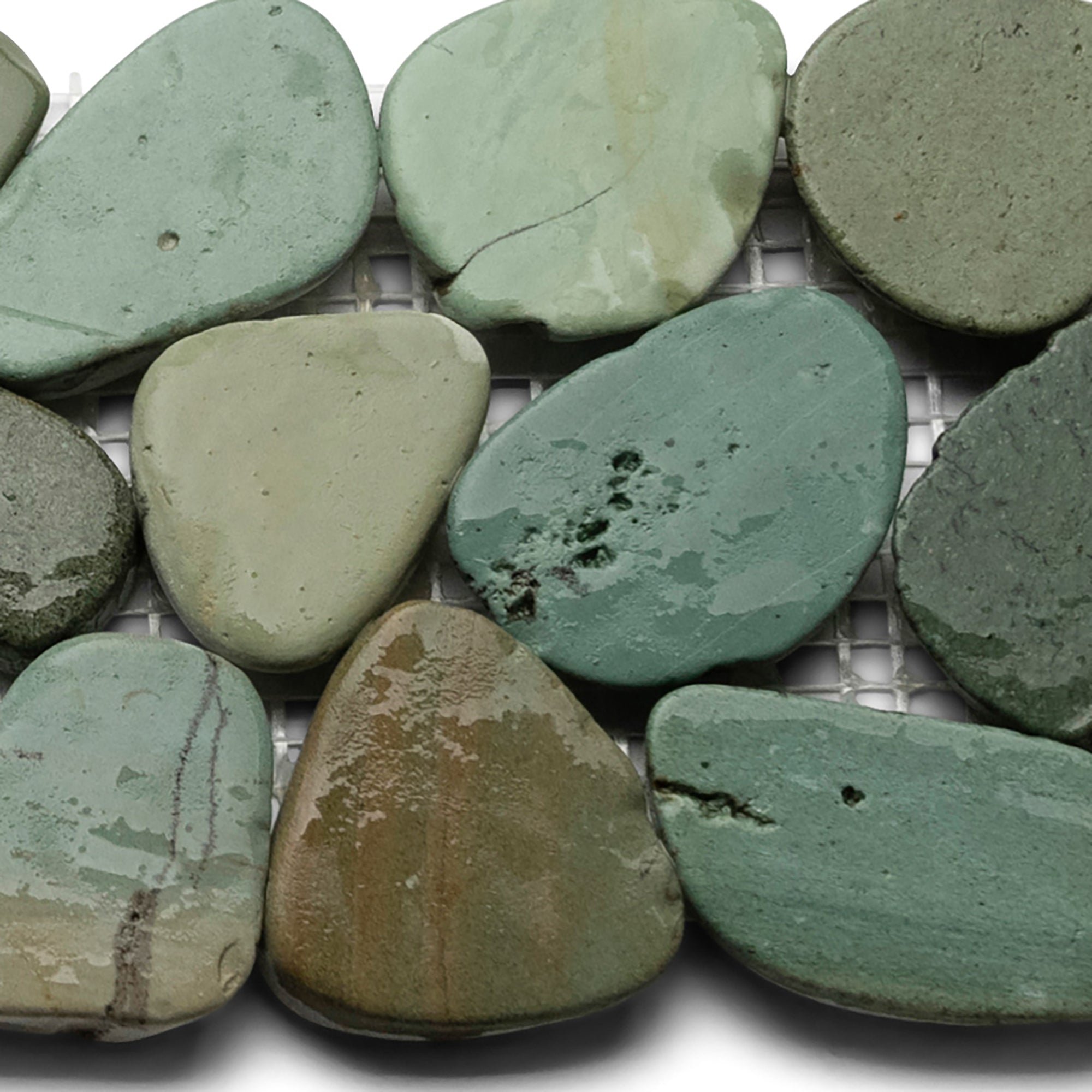 Sliced Sea Green Pebble Tile Border - Pebble Tile Shop